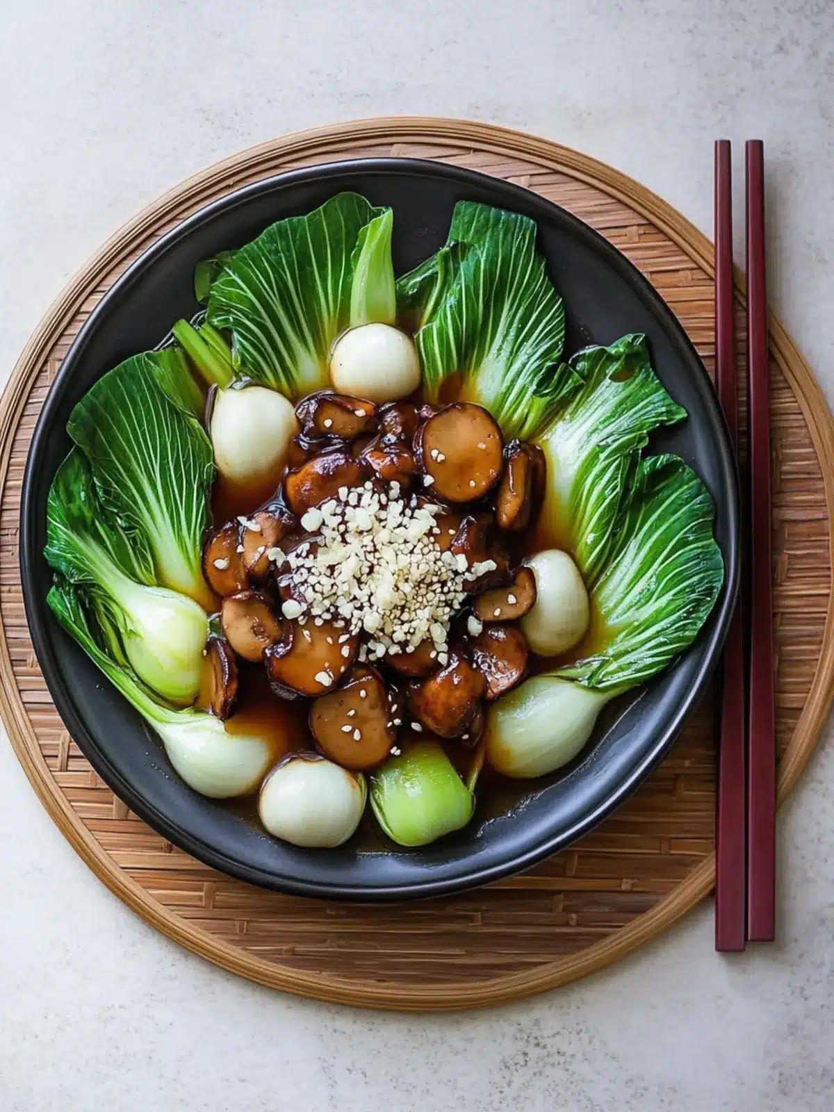 Vegan Braised Chinese Mushrooms and Baby Bok Choy Delight 4 Vegan Braised Chinese Mushrooms and Baby Bok Choy- Vegetarian Chinese New Year menu ideas