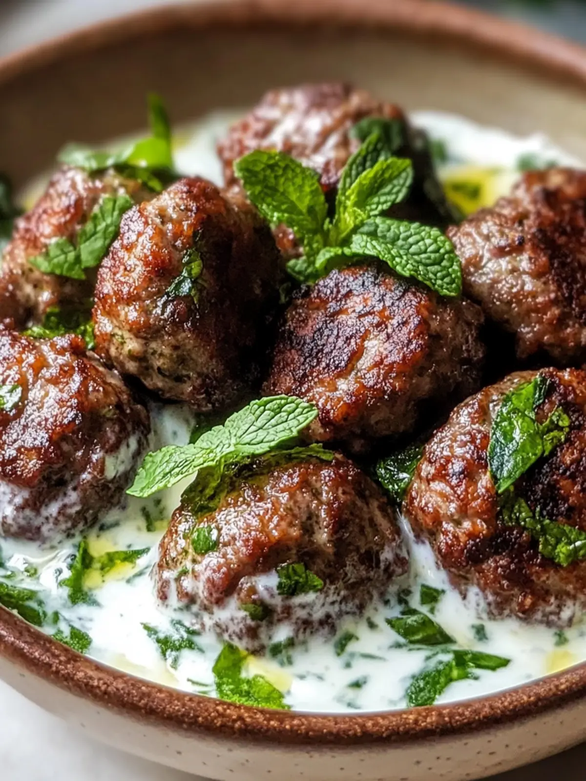 Elevate Dinner with Lebanese Kofta Meatballs and Mint Yogurt Sauce 3 Lebanese Kofta Meatballs with Mint Yogurt Sauce