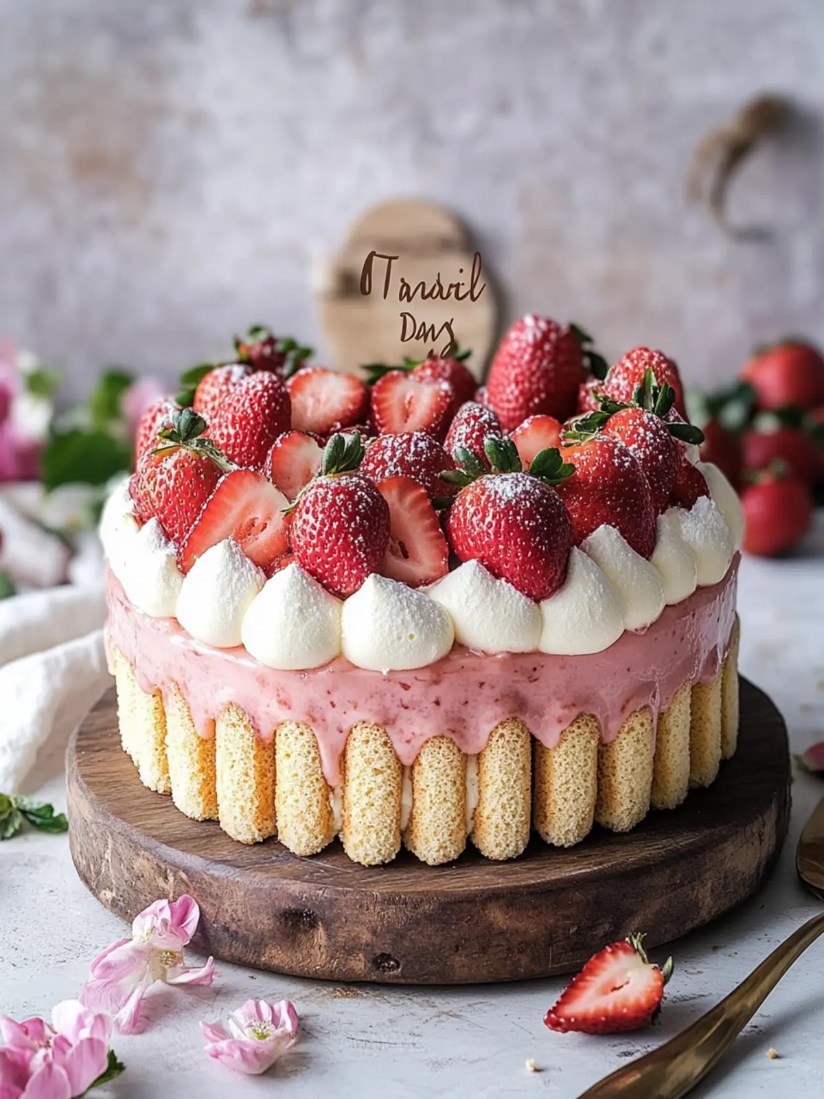 Strawberry Tiramisu Charlotte Without Gelatin for Mother's Day 3 Strawberry Tiramisu Charlotte | without gelatin- Dessert for mother's day
