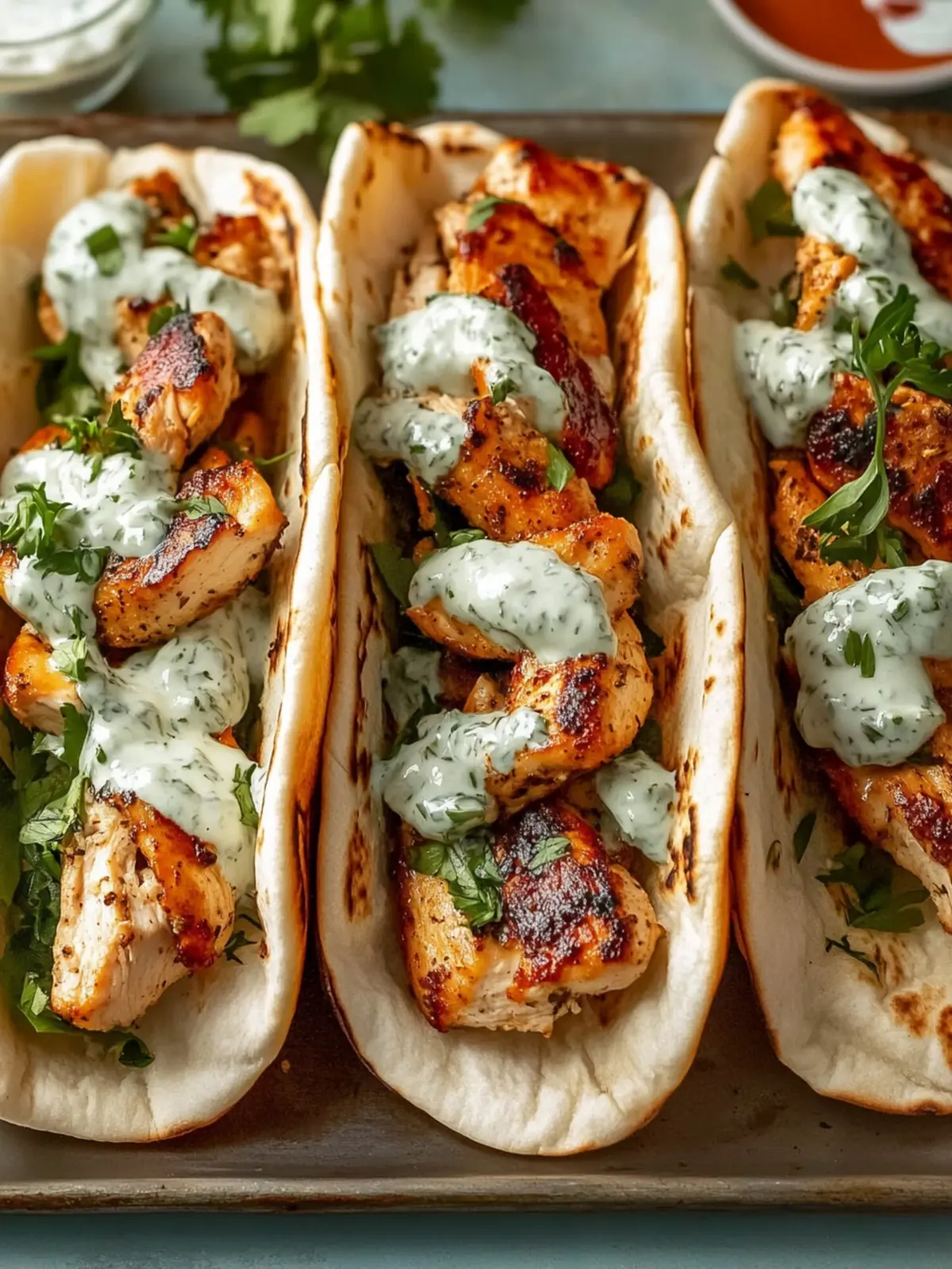 Easy Sheet Pan Chicken Pitas with Herby Ranch Delight 2 Sheet Pan Chicken Pitas with Herby Ranch