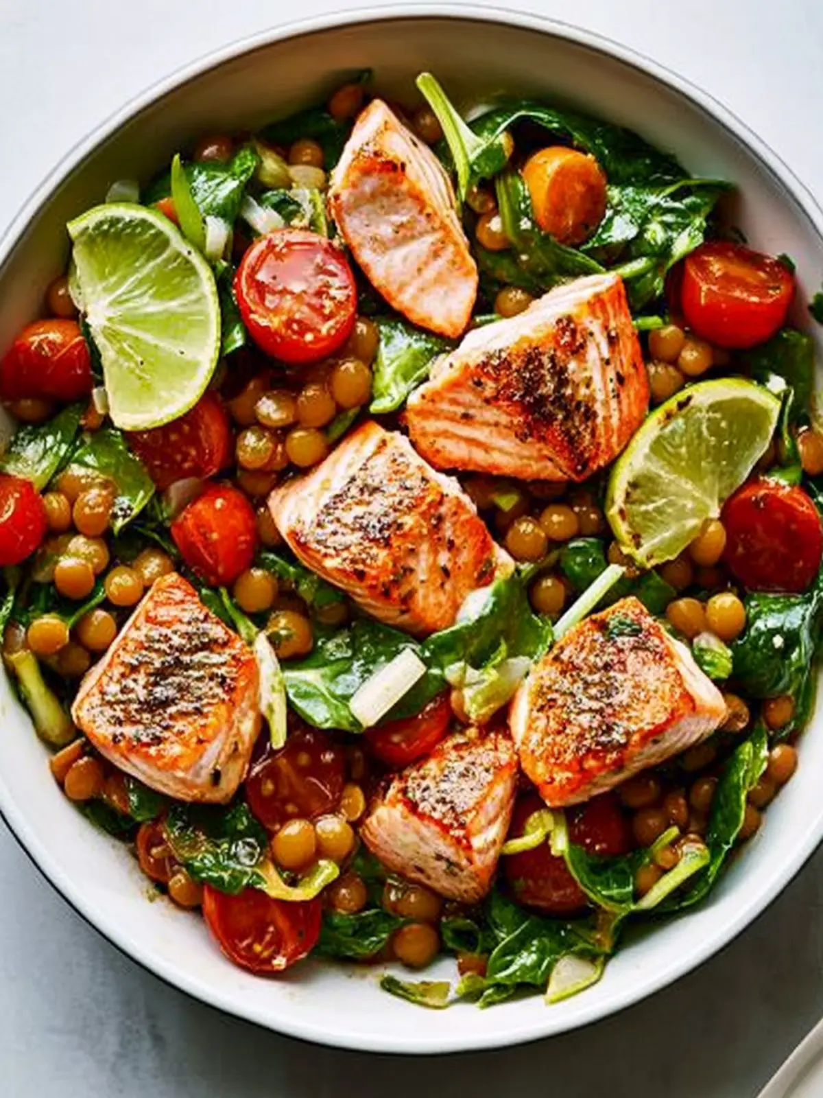 One-Pot Salmon, Spinach and Lentil Salad for Busy Evenings 4 One-Pot Salmon, Spinach and Lentil Salad