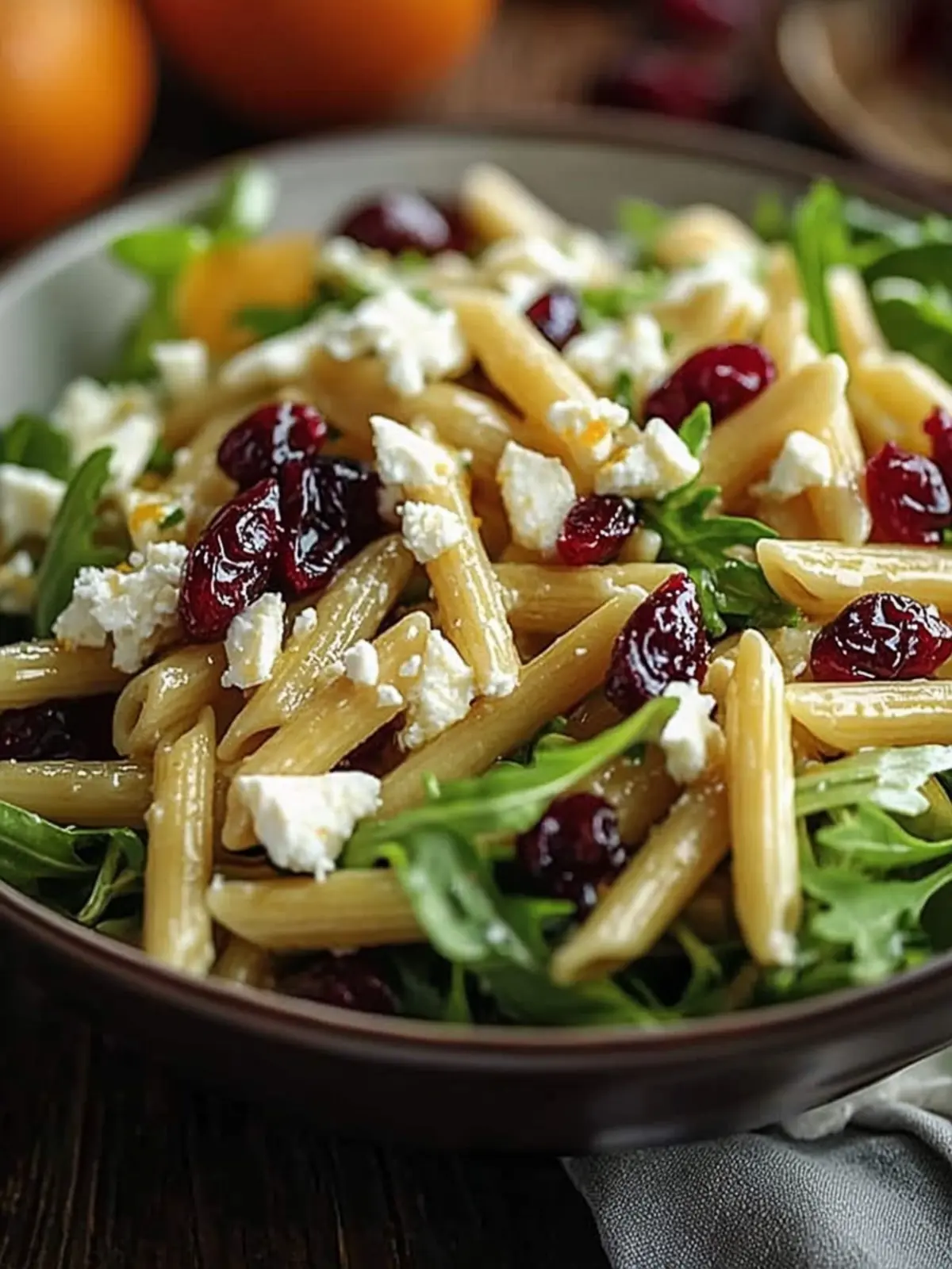 Feta and Cranberry Penne Salad with Refreshing Orange Vinaigrette 4 Feta and Cranberry Penne Salad with Orange Vinaigrette