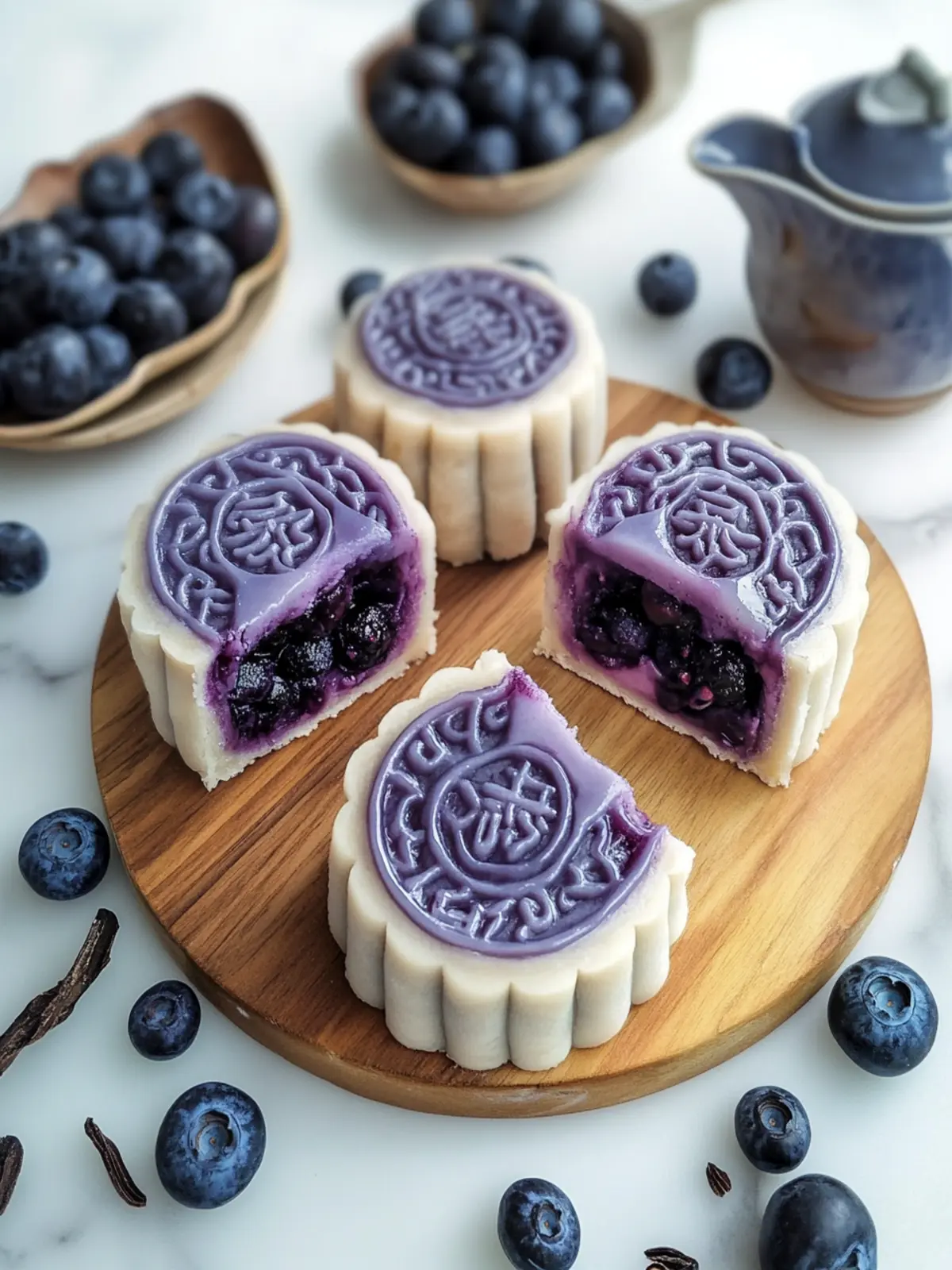 Mouthwatering Snow Skin Blueberry Cheesecake Mooncakes Recipe 4 Snow Skin Blueberry Cheesecake Mooncakes Recipe