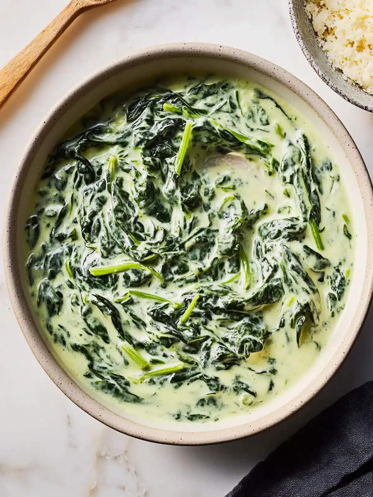 Decadent Creamed Spinach with Fresh Ingredients for Flavor 2 Creamed Spinach