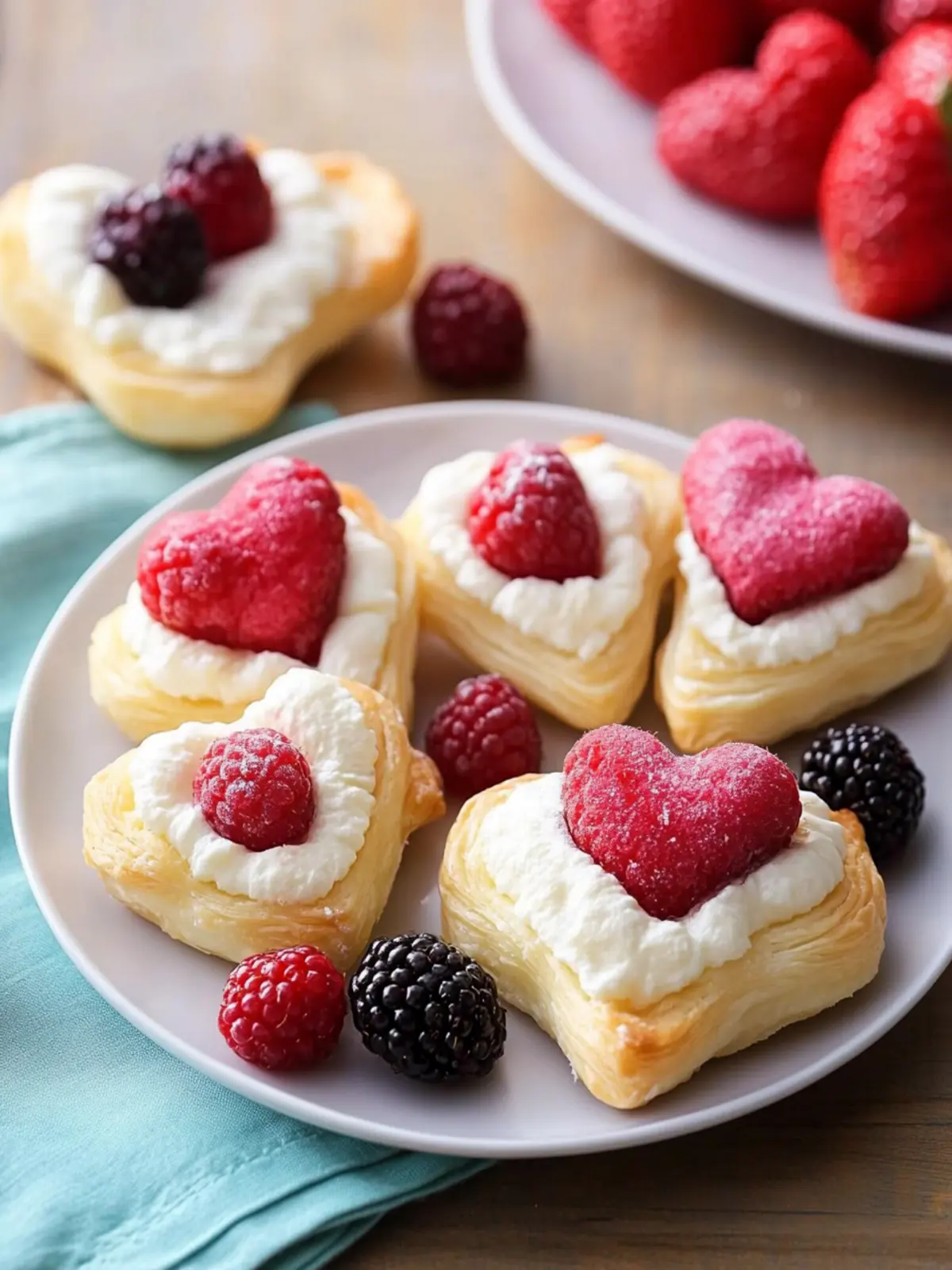 Puff Pastry Berry Hearts: Sweet Heart Shaped Valentine Treats 2 Puff Pastry Berry Hearts- Heart Shape valentine's day snacks