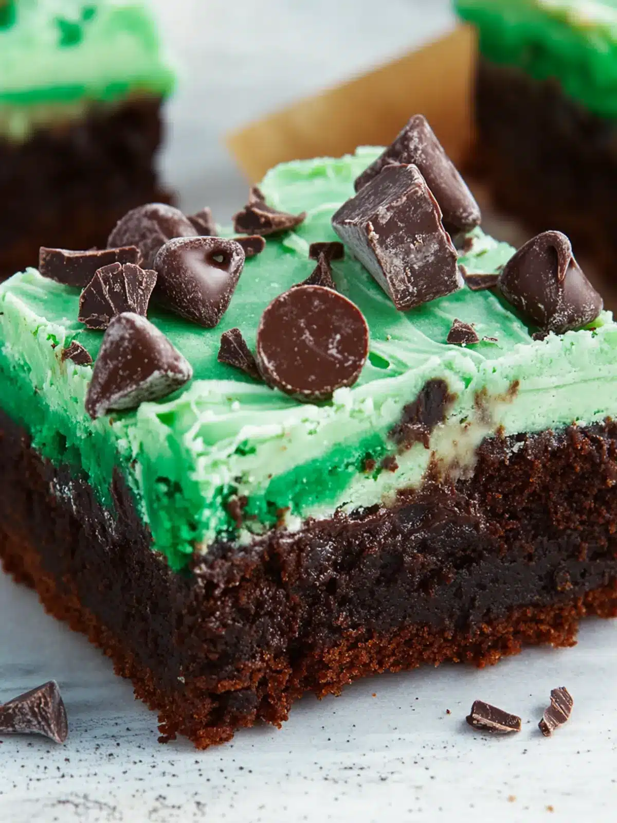 Mint Chocolate Chip Brownies with Creamy Cheesecake Twist 4 Mint Chocolate Chip Brownies