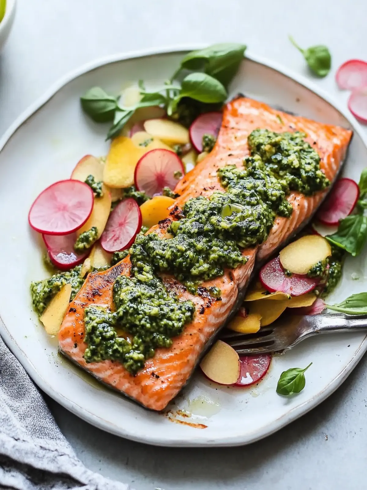 Roasted Salmon with Spring Pesto for a Fresh Dinner Delight 4 Roasted Salmon with Spring Pesto