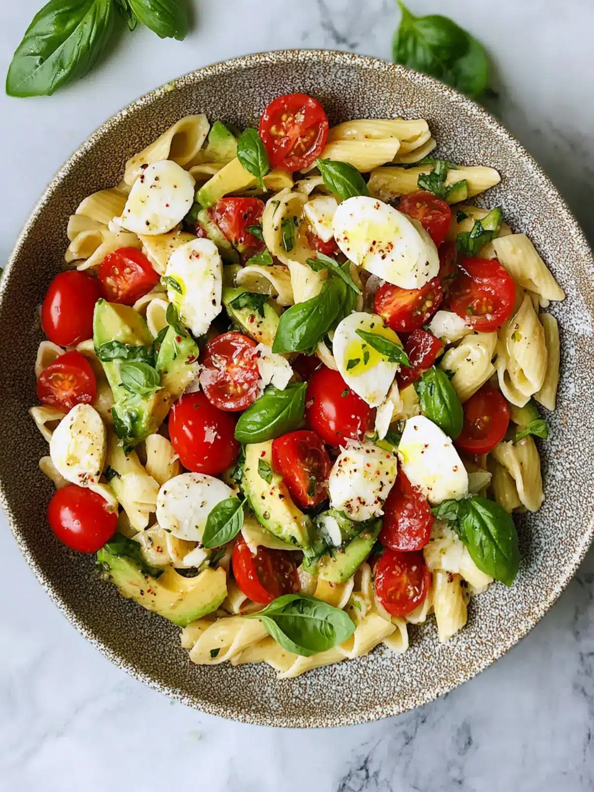 Caprese Pasta Salad with Avocado: A Fresh Summer Delight 2 Caprese Pasta Salad (with Avocado)