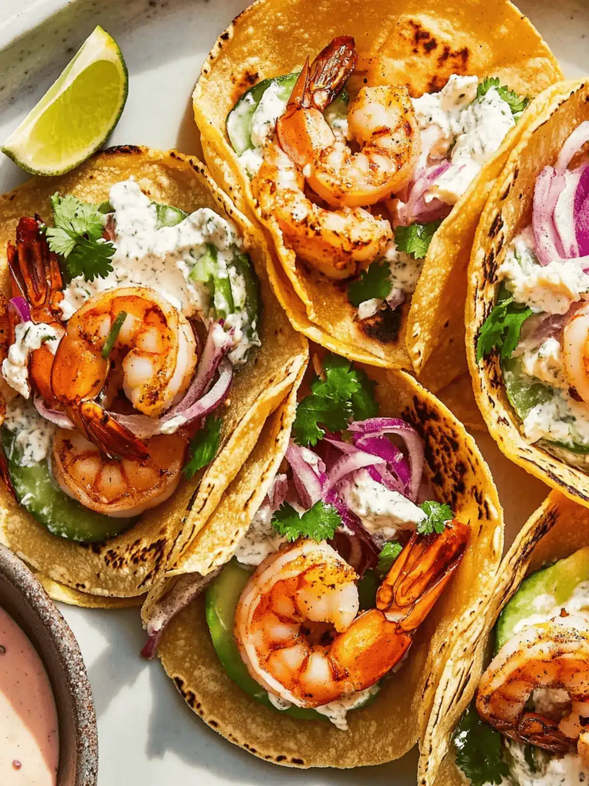 Flavor-Packed Shrimp Tacos with Creamy Jalapeño-Garlic Sauce 3 Shrimp Tacos