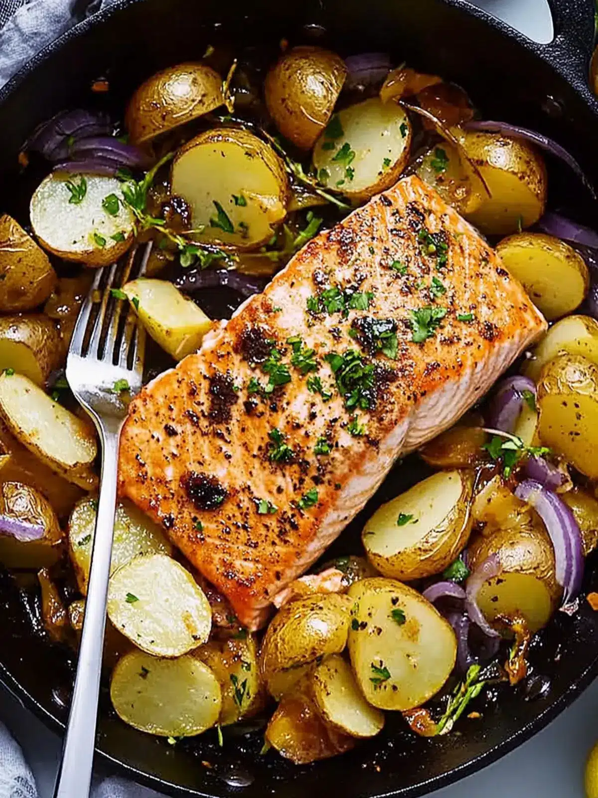 Savory Salmon & Potato Skillet: Easy Dinner Perfection 4 Salmon & Potato Skillet