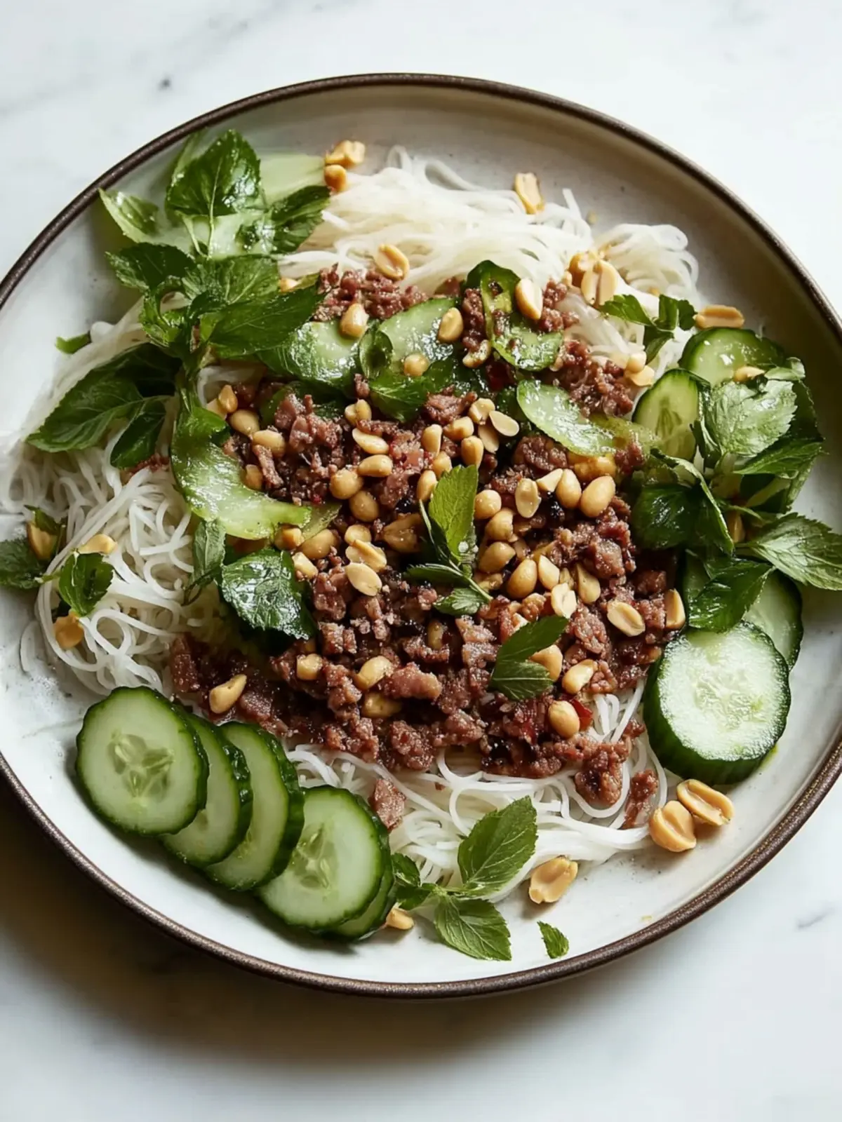 Cold Pork Rice Noodles with Cucumber and Peanuts for Fresh Flavor 2 Cold Pork Rice Noodles With Cucumber and Peanuts