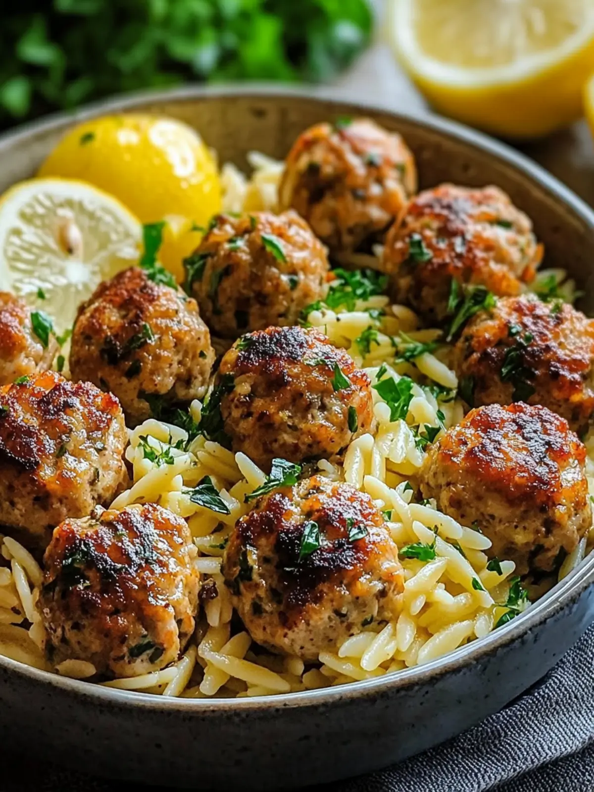 Greek Chicken Meatballs with Lemon Orzo: A Taste of Greece 3 Greek Chicken Meatballs with Lemon Orzo: A Culinary Journey to the Heart of Greece