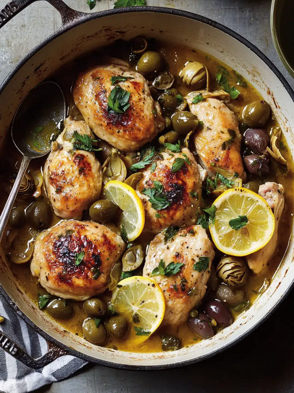 Crispy Chicken Stew with Lemon, Artichokes, and Olives Delight 4 Chicken Stew With Lemon, Artichokes, Capers, and Olives
