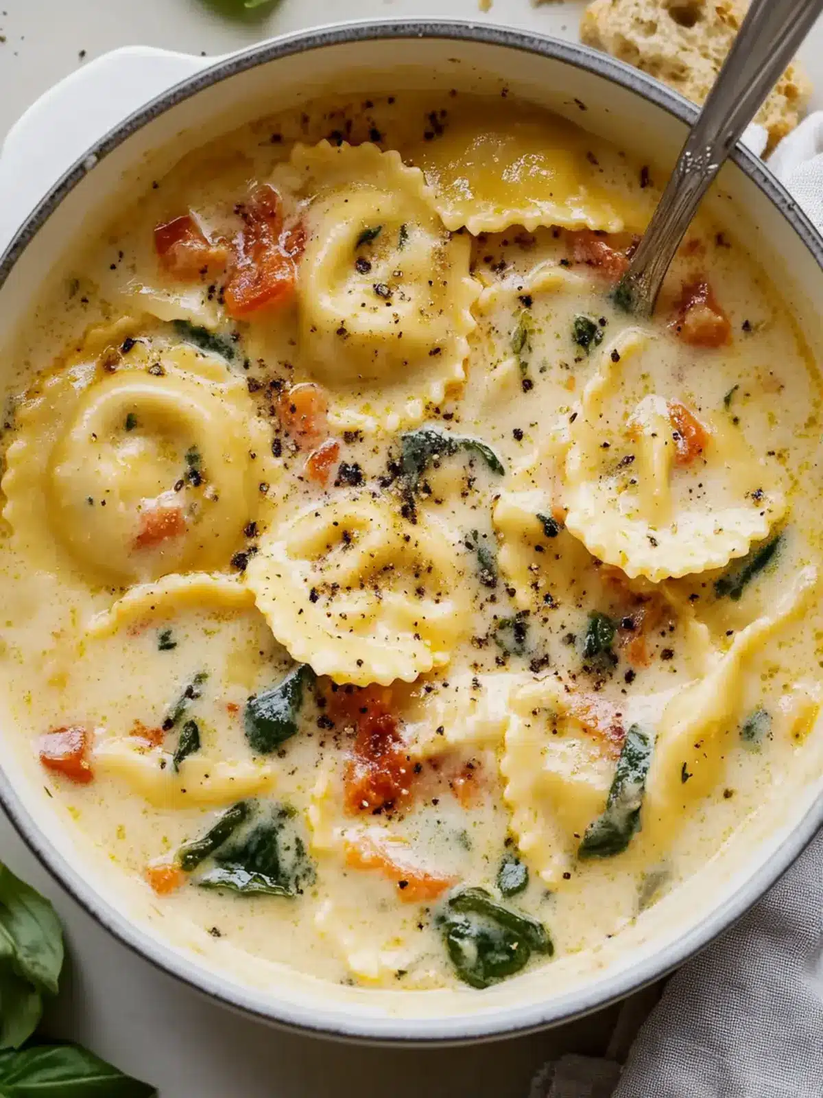 Creamy Tuscan Ravioli Soup: Pure Comfort in Every Spoonful 4 Creamy Tuscan Ravioli Soup : Comfort in Every Spoonful