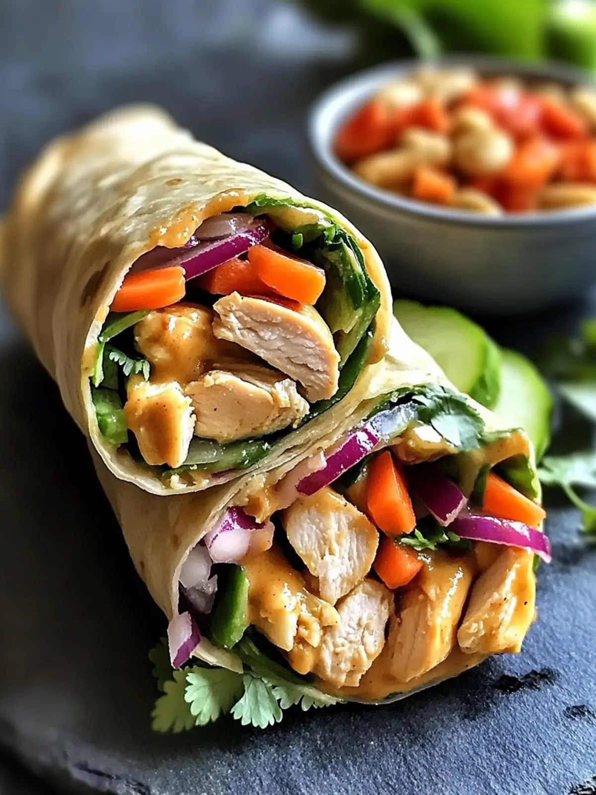 Delicious Thai Peanut Chicken Wraps Made for Easy Weeknights 4 Thai Peanut Chicken Wraps