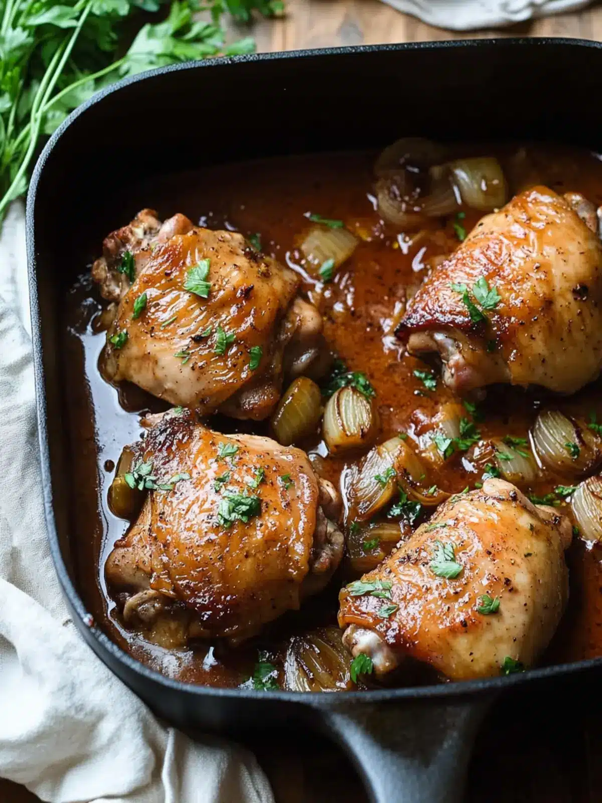 Savory Chicken Thighs with Shallots in Red Wine Vinegar Bliss 2 Chicken Thighs with Shallots in Red Wine Vinegar