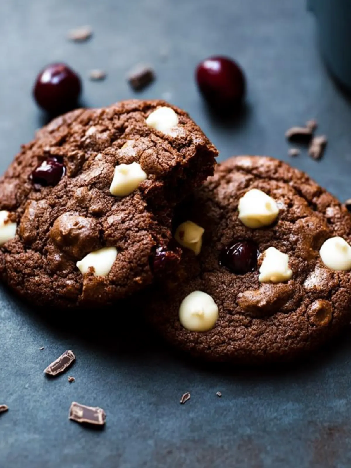Fudgy Chocolate Cookies with White Chocolate and Cherries 2 Chocolate Cookies With White Chocolate and Cherries