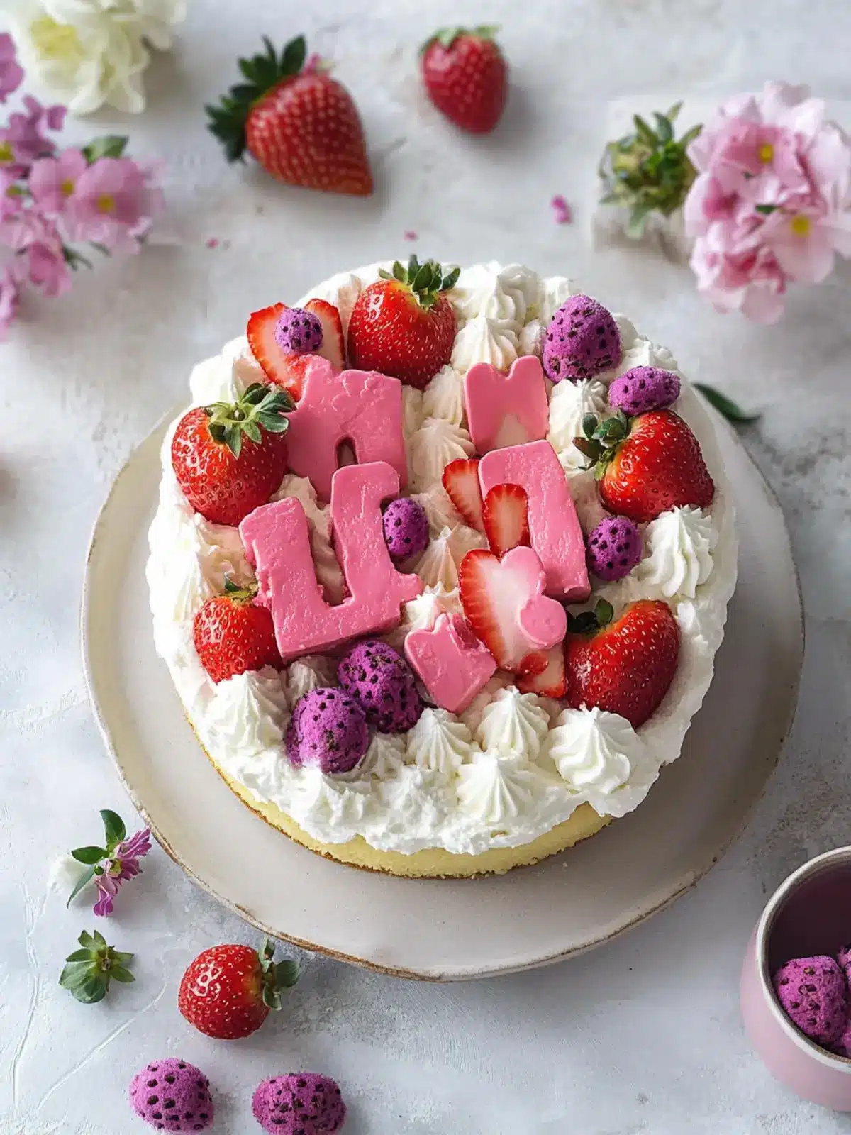 Delicious Letter Cake with Strawberries for Mother's Day Bliss 4 Letter cake with strawberries for Mother's Day