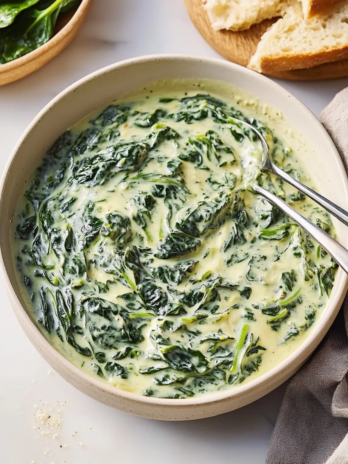 Decadent Creamed Spinach with Fresh Ingredients for Flavor 3 Creamed Spinach