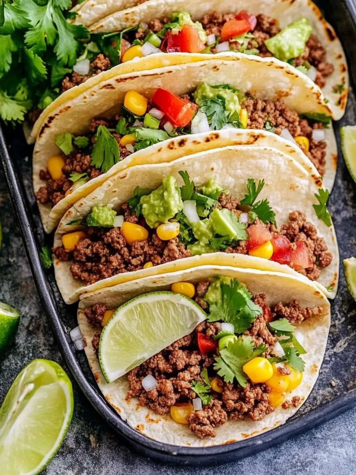 Savory Ground Beef Tacos with a Twist of Fresh Mango 4 Ground Beef Tacos