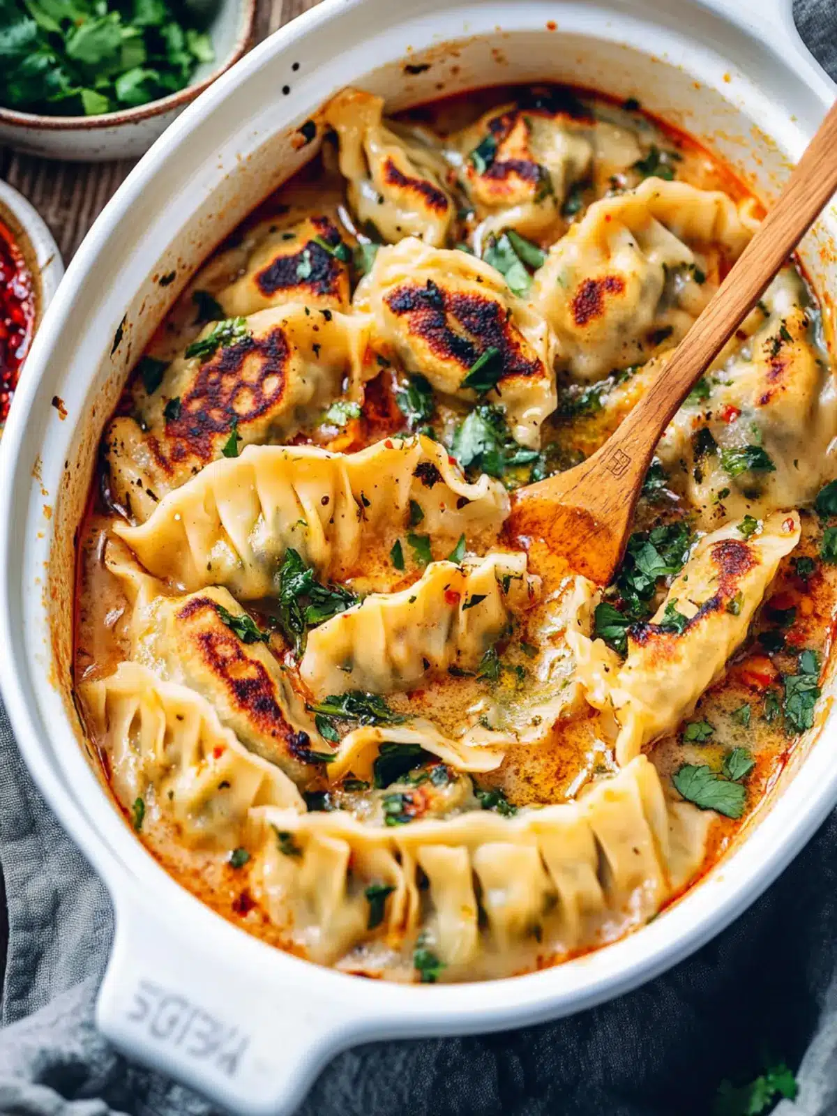 Mouthwatering Vegan Baked Dumplings in Red Curry Sauce 3 Vegan Baked Dumplings