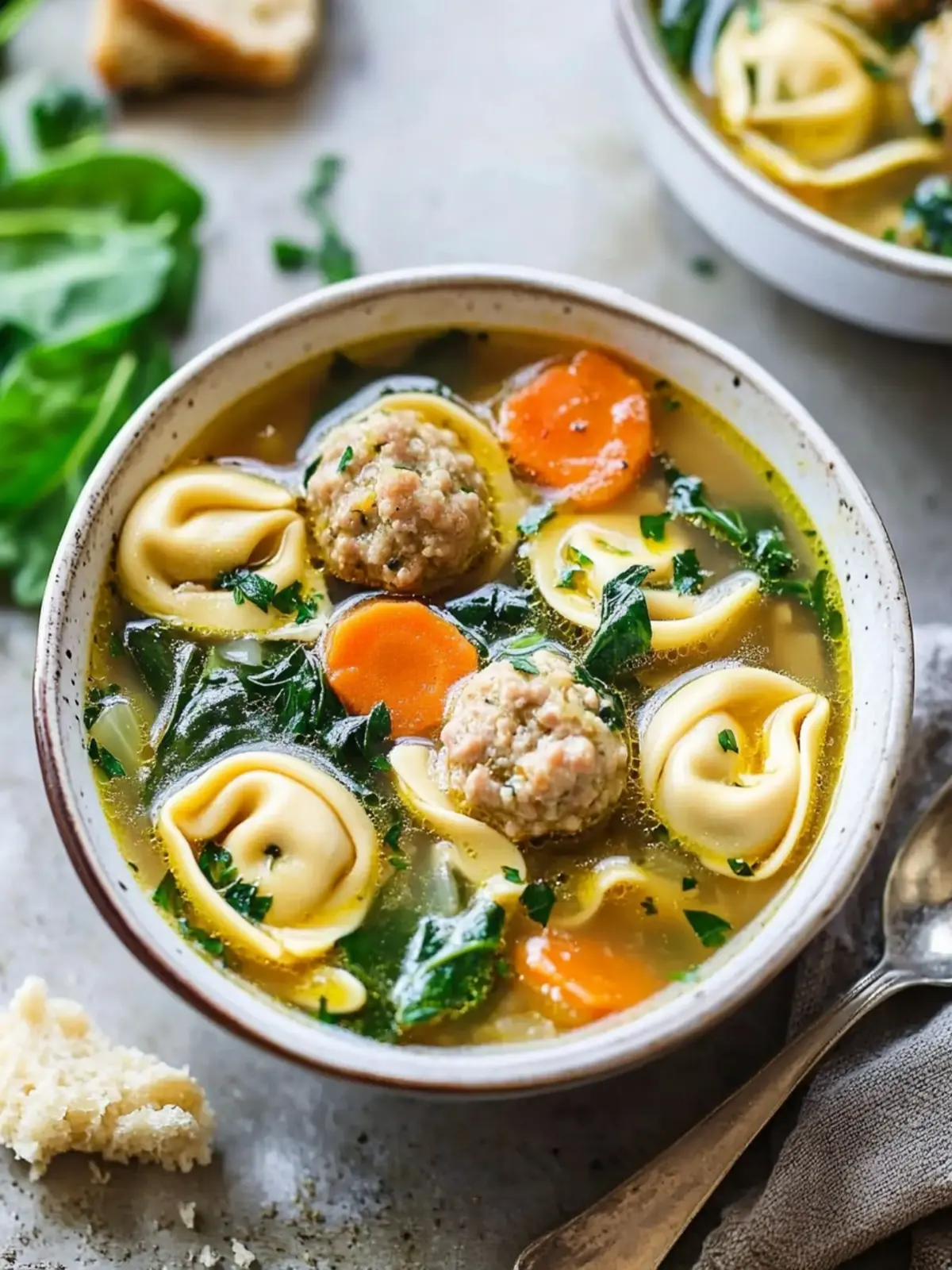 Delicious Turkey Meatball Tortellini Soup with Spinach Bliss 3 Turkey Meatball Tortellini Soup with Spinach
