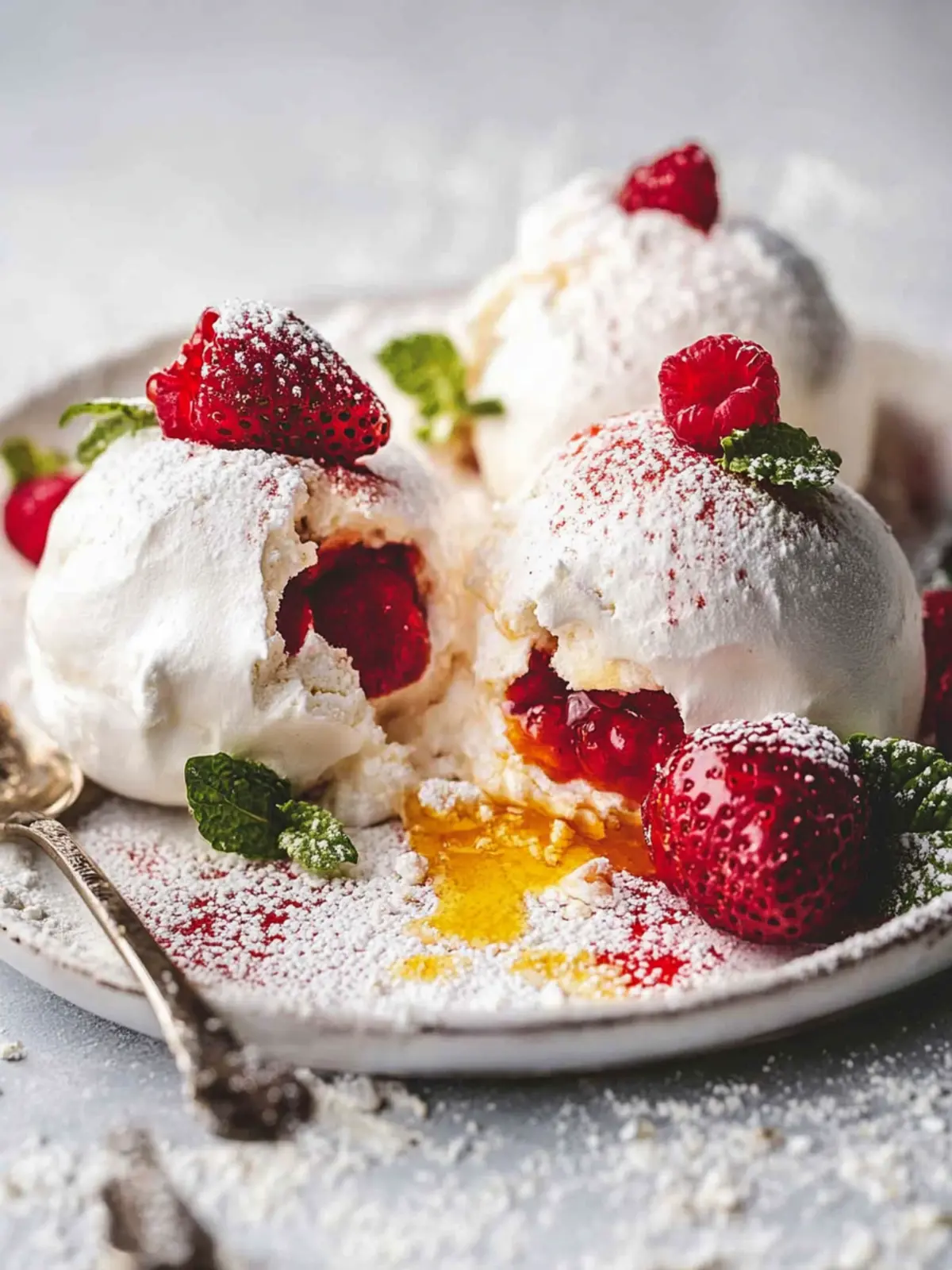Heavenly Pavlova Bombs with Tangy Raspberry Filling 2 Pavlova Bombs