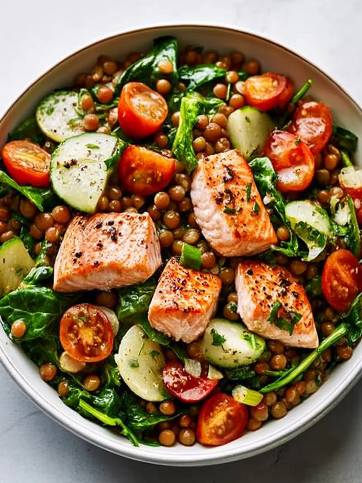 One-Pot Salmon, Spinach and Lentil Salad for Busy Evenings 2 One-Pot Salmon, Spinach and Lentil Salad