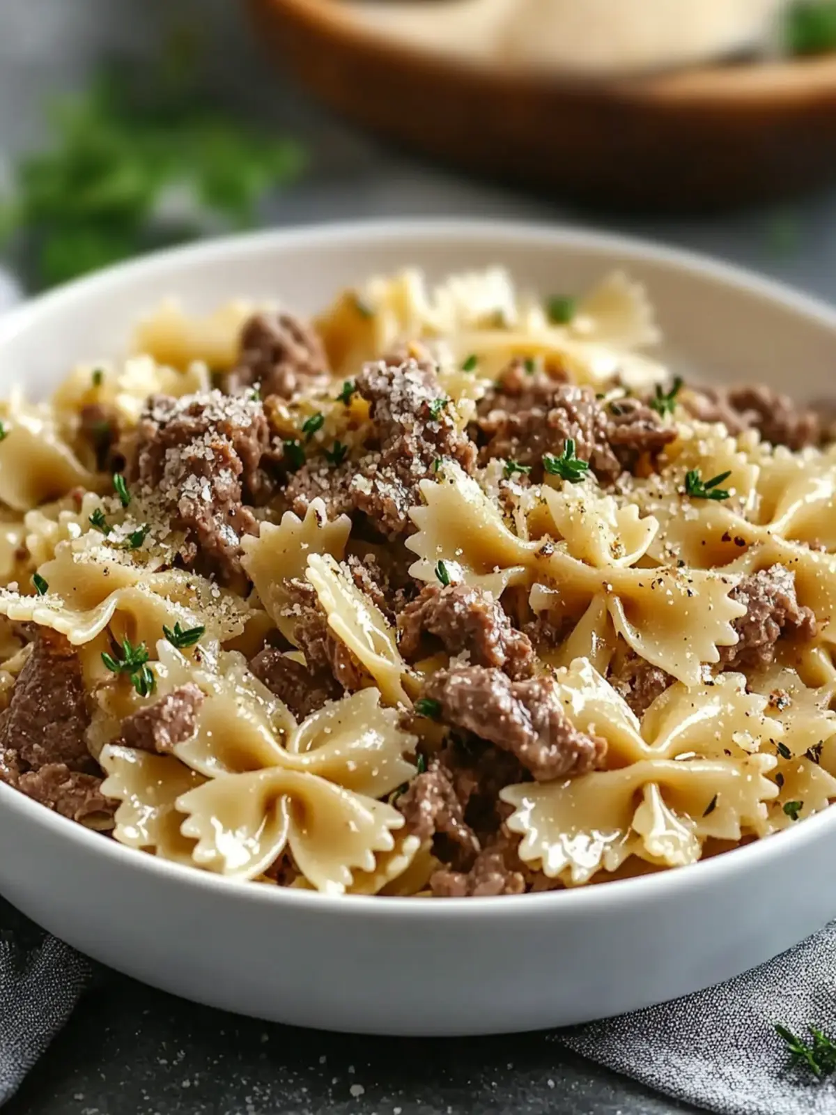 Savory Garlic Butter Bowtie Pasta with Beef in 30 Minutes 2 Garlic Butter Bowtie Pasta with Beef