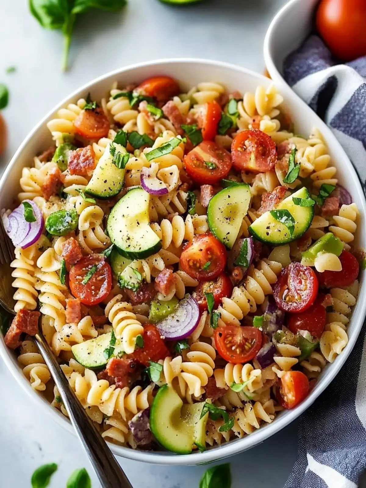 Hearty BLT Pasta Salad with Tempeh Bacon and Avocado Delight 2 BLT Pasta Salad