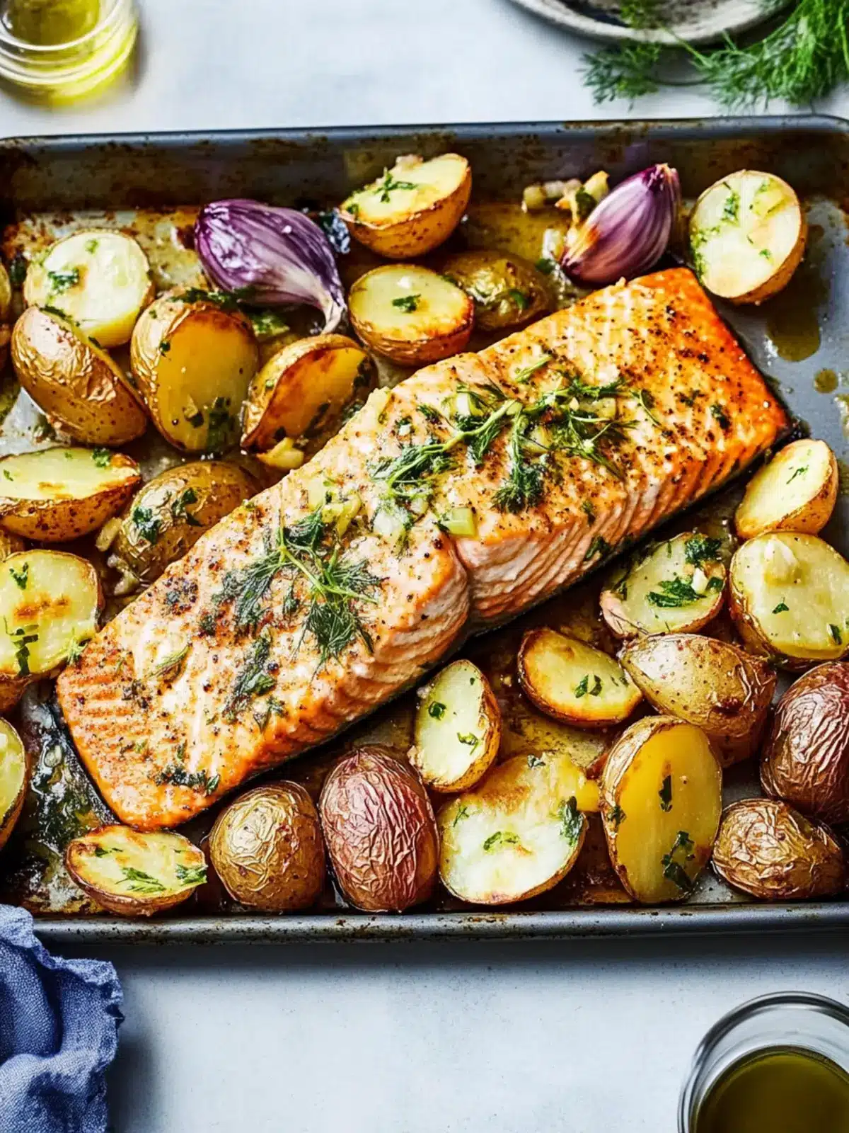 Sizzling Garlic Salmon with Sheet Pan Potatoes for a Cozy Dinner 4 Sizzling Garlic Salmon with Sheet Pan Potatoes