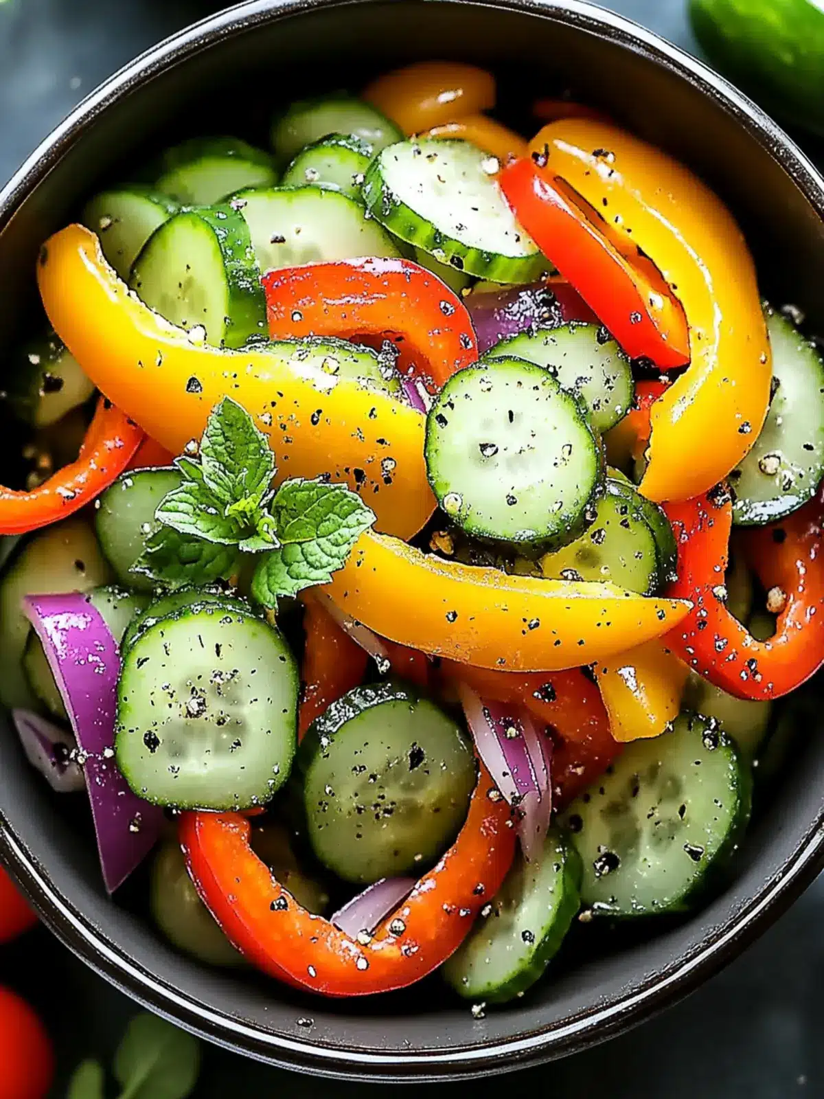 Cucumber Sweet Pepper Salad Crisp, Colorful, and Fresh Treat 3 Cucumber Sweet Pepper Salad Crunchy, Colorful, Fresh