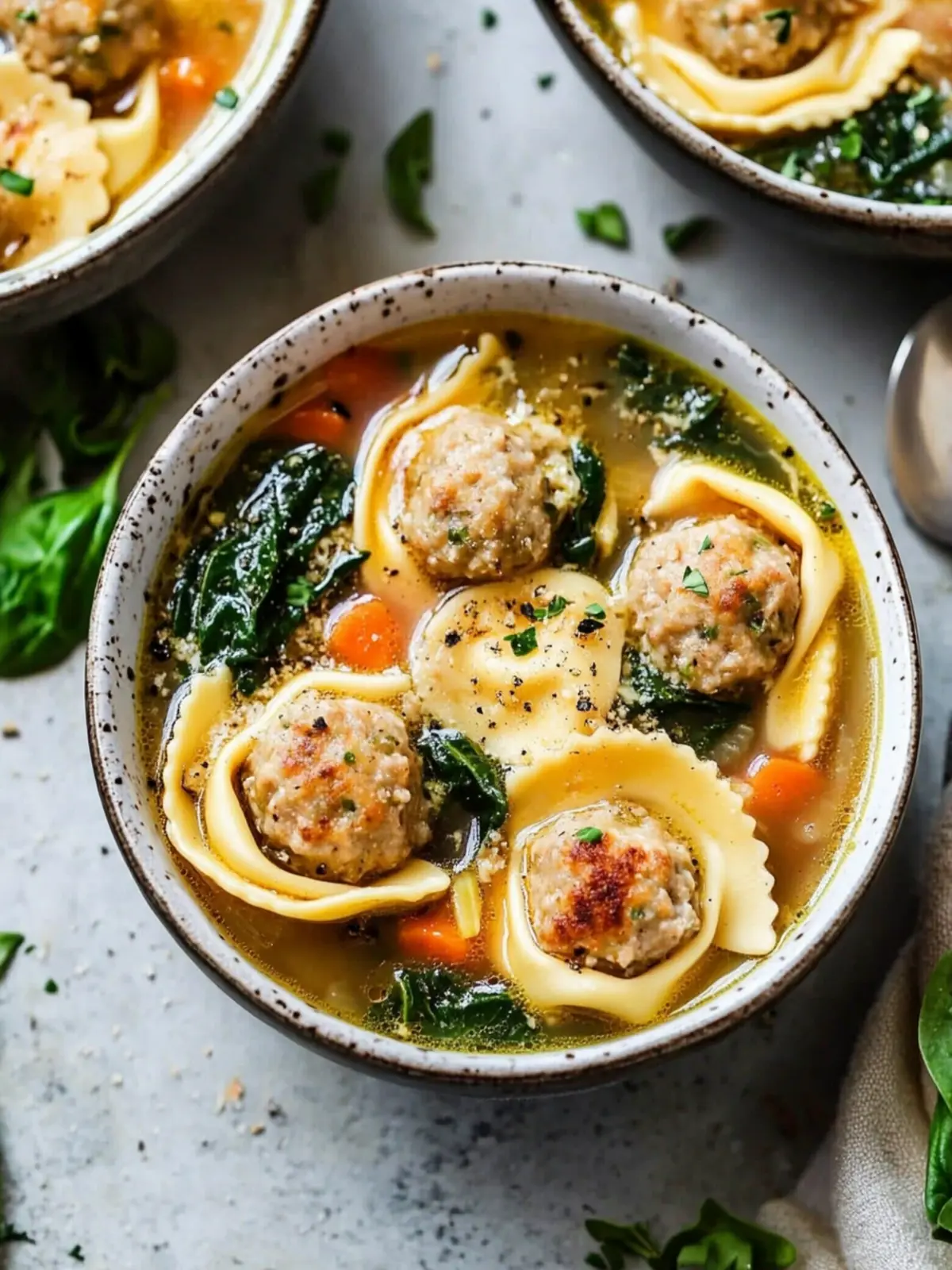 Delicious Turkey Meatball Tortellini Soup with Spinach Bliss 2 Turkey Meatball Tortellini Soup with Spinach
