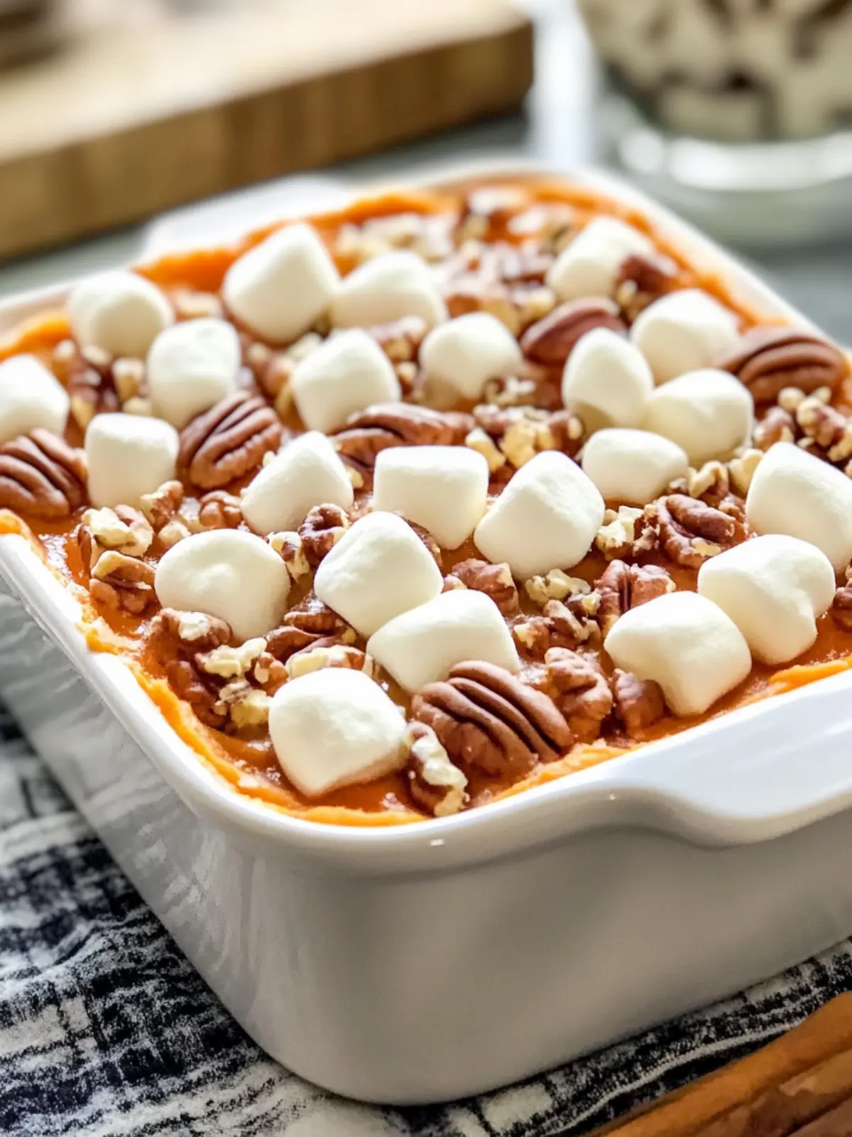 Sweet Potato Casserole with Marshmallows & Pecans Magic 4 Sweet Potato Casserole with Marshmallows & Pecans