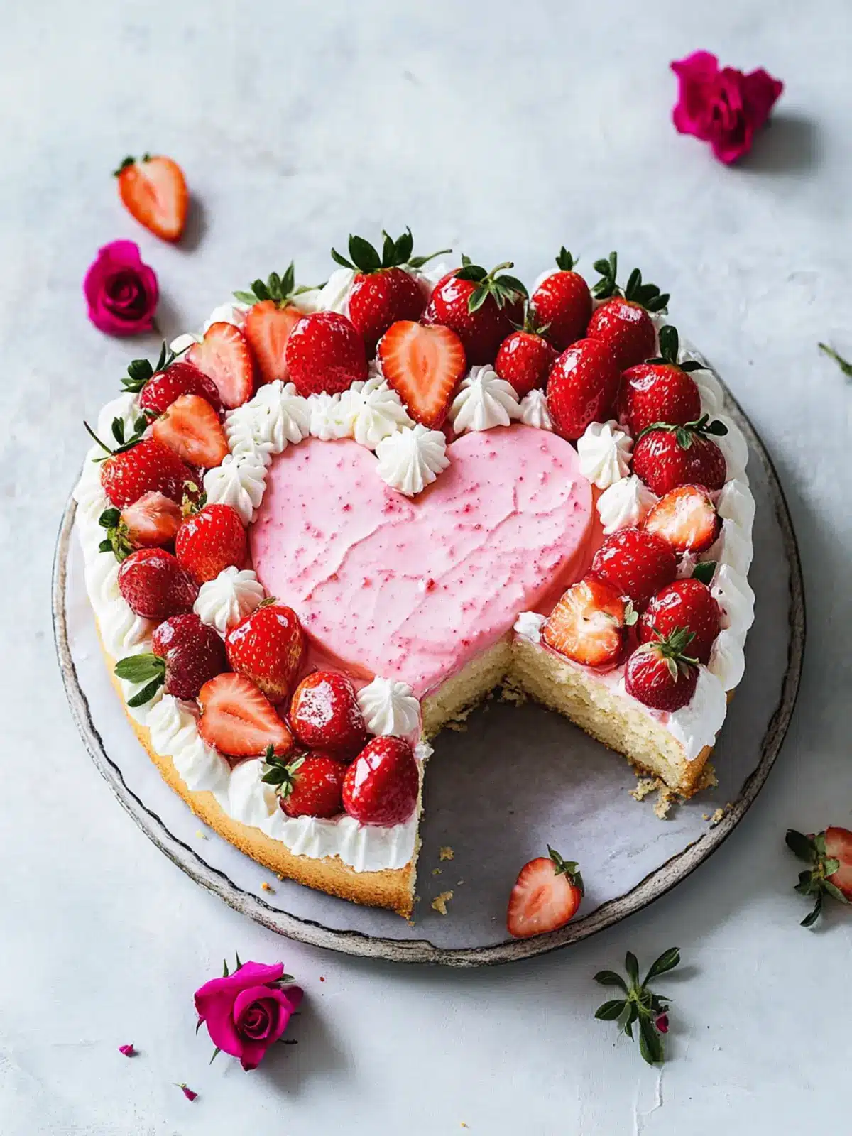 Strawberry Heart Cake for Mother's Day: A Sweet Delight! 3 Strawberry heart cake for Mother's Day