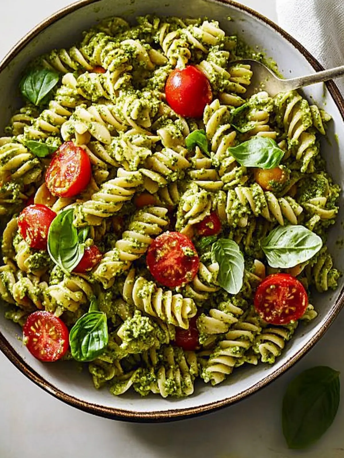 Vegan Pesto Pasta Salad with Cherry Tomatoes and Arugula Magic 4 Vegan Pesto Pasta Salad
