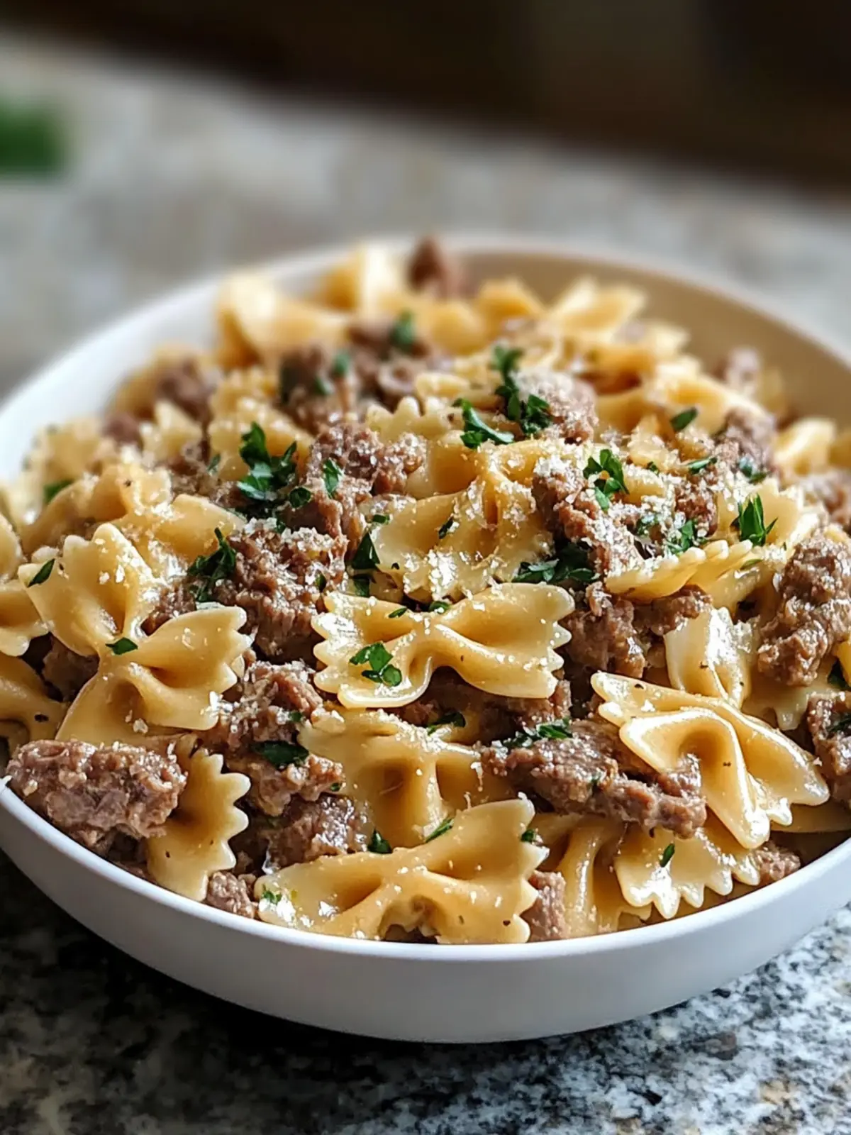 Savory Garlic Butter Bowtie Pasta with Beef in 30 Minutes 3 Garlic Butter Bowtie Pasta with Beef