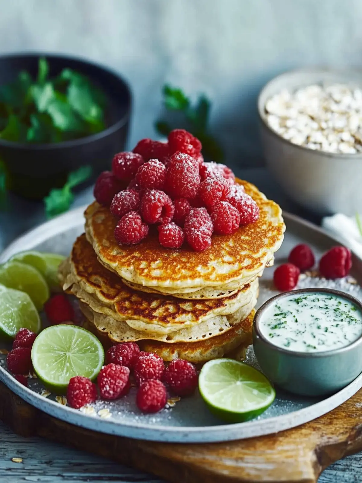 Delicious Indian Pancakes Oats Chilla with Fresh Raita Delight 3 Indian pancakes (oats chilla)