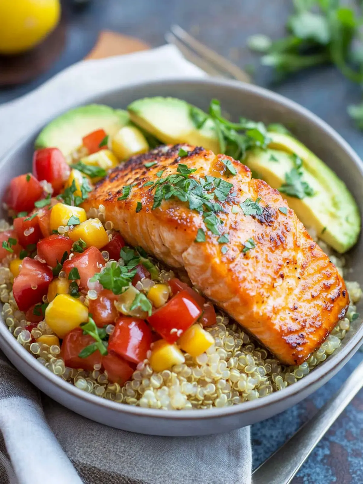 30-Minute Honey Garlic Salmon Quinoa Bowl You'll Love 2 Honey Garlic Salmon Quinoa Bowl