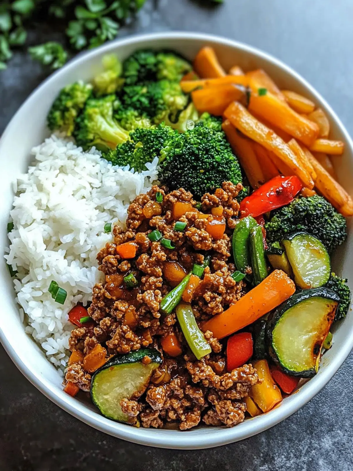 Spicy Ground Beef Stir-Fry Bowl with Garlic Veggies in 30 Minutes 3 Spicy Ground Beef Stir-Fry Bowl with Garlic Veggies & Steamy Rice