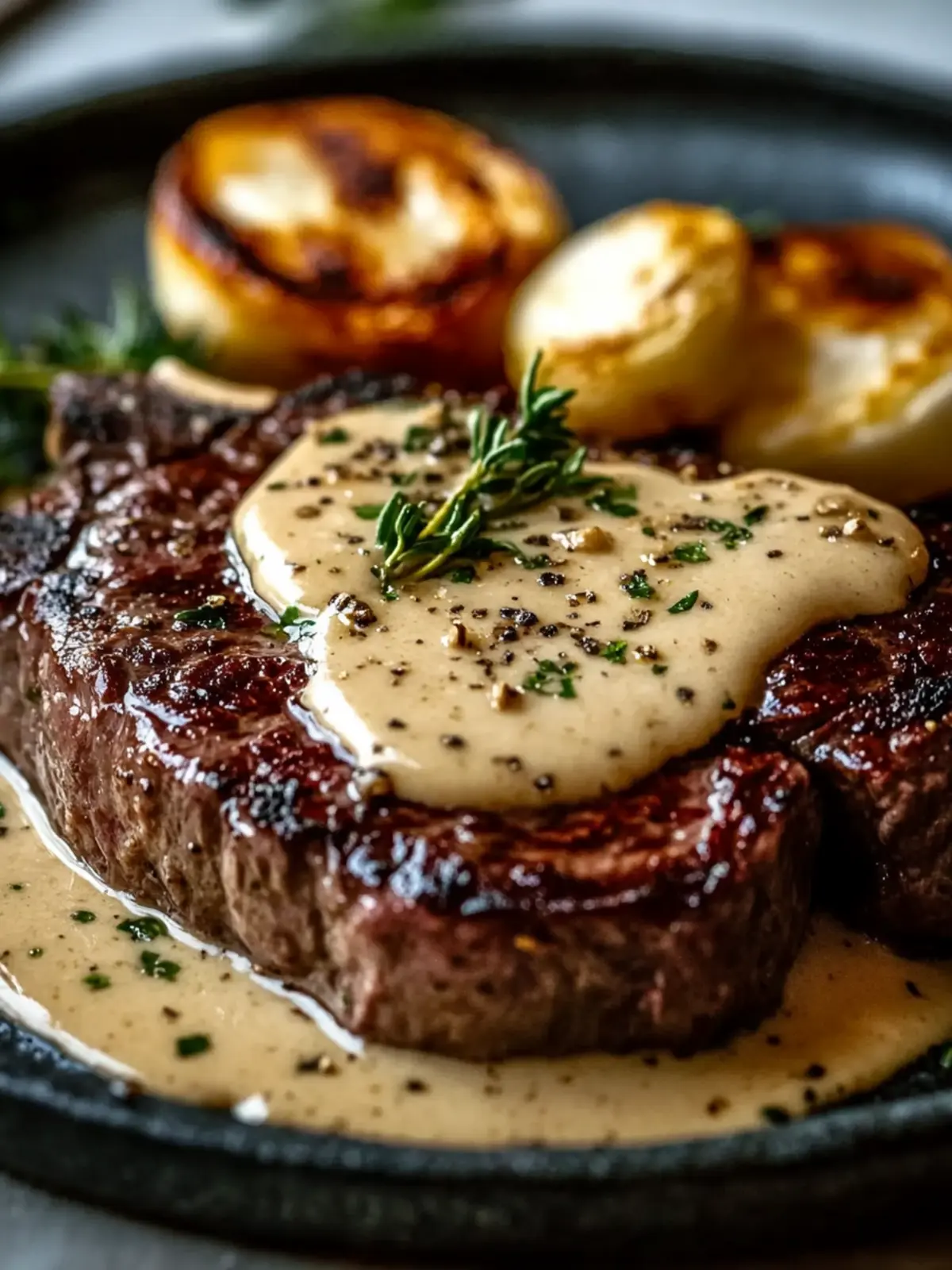 Juicy Steak with Creamy Garlic Sauce for Home Chef Delights 2 Juicy Steak with Creamy Garlic Sauce