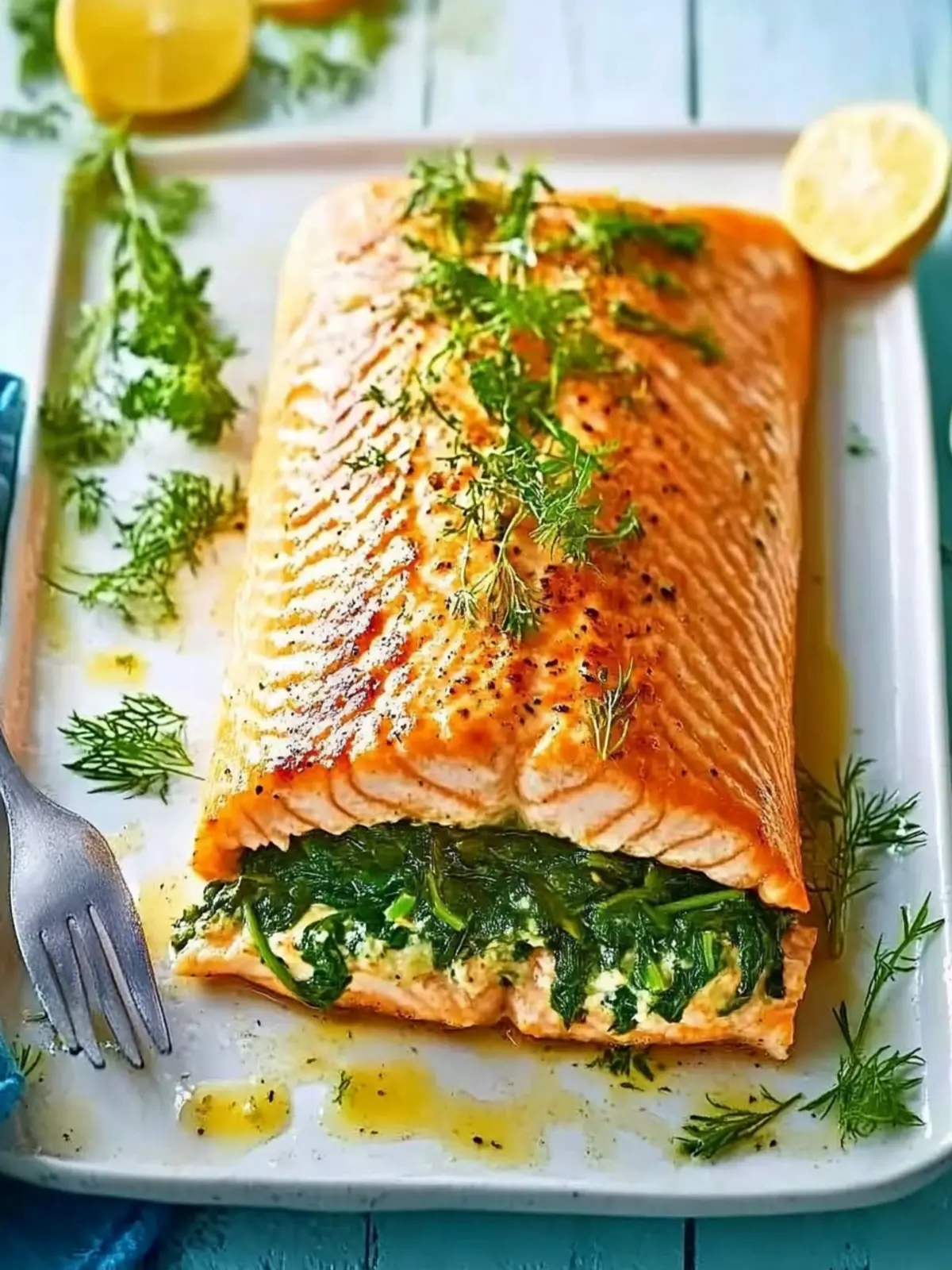 Salmon Stuffed with Creamy Spinach: A Tasty Gluten-Free Delight 3 Salmon stuffed with creamy spinach