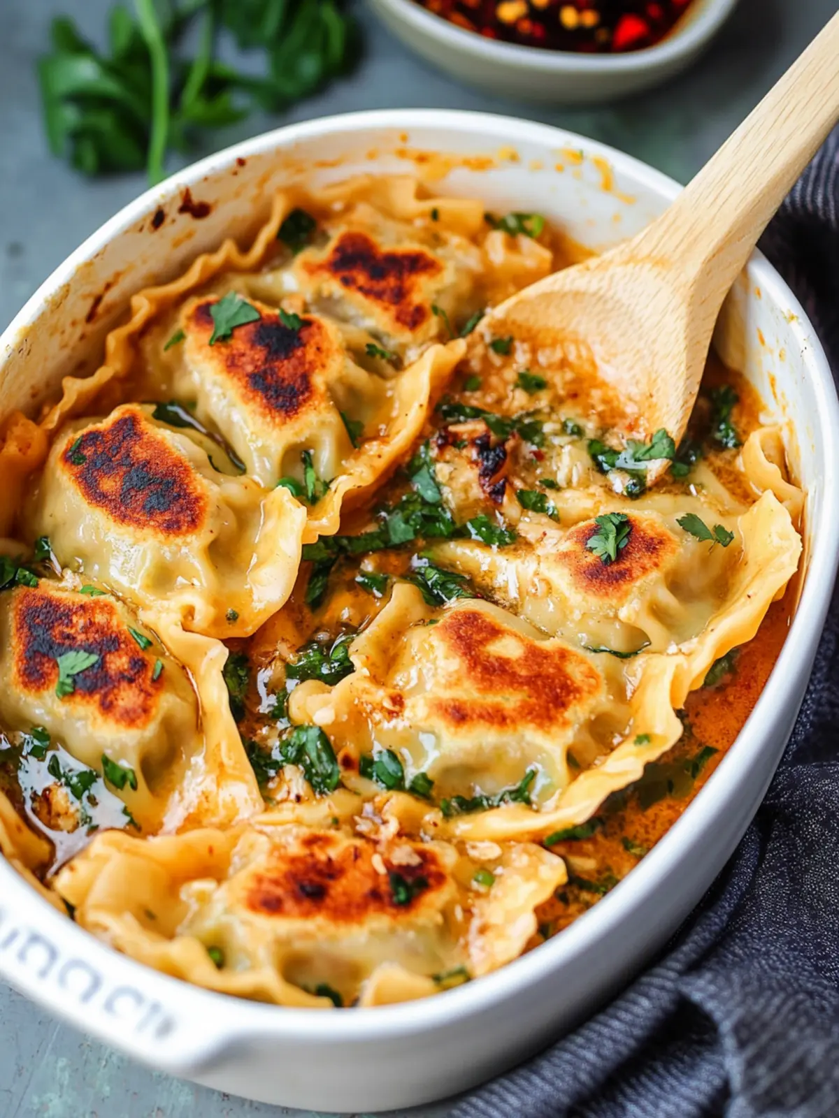 Mouthwatering Vegan Baked Dumplings in Red Curry Sauce 4 Vegan Baked Dumplings
