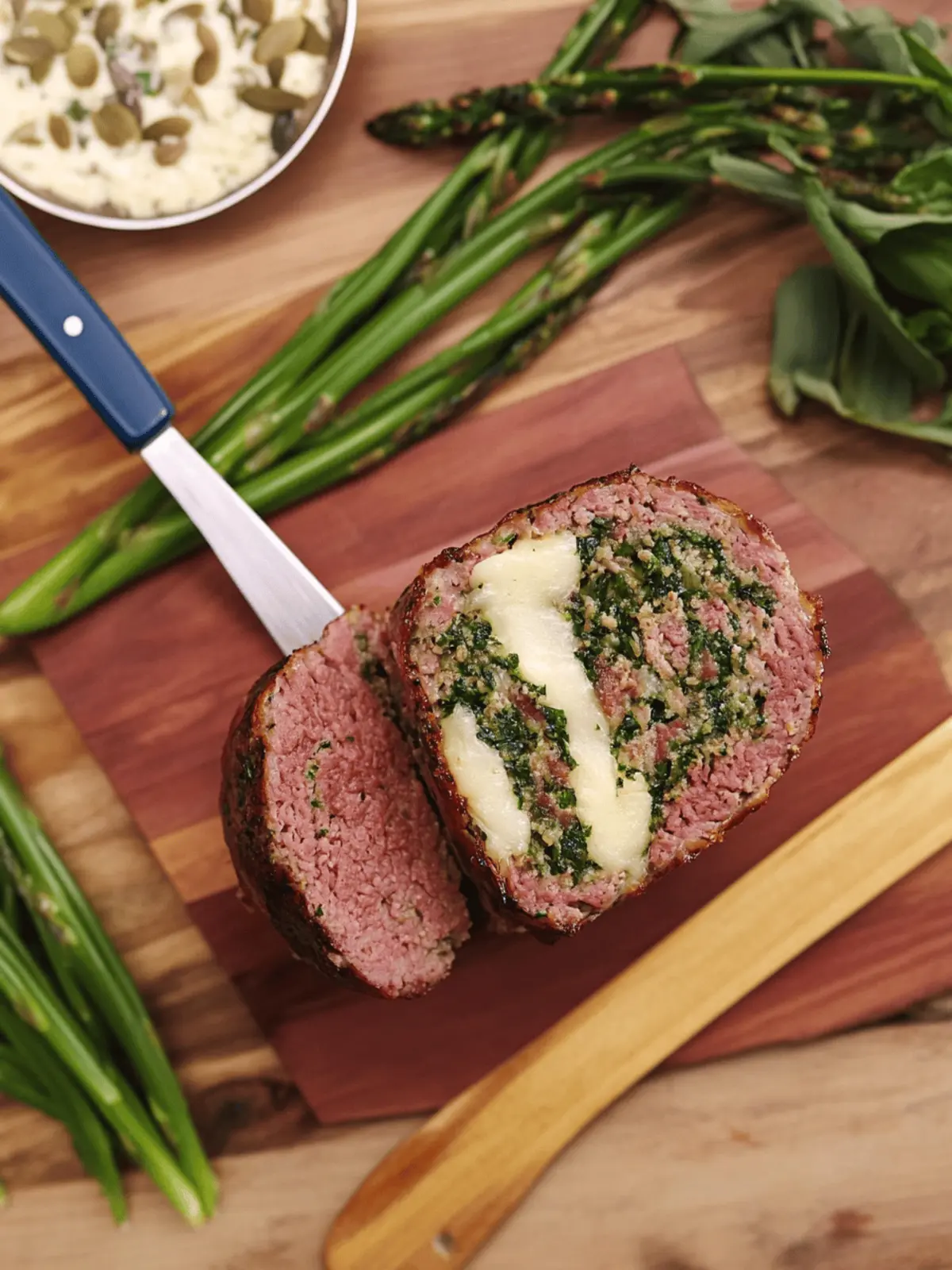 Delicious Rolled Spring Meatloaf with Spinach and Feta Magic 4 Rolled Spring Meatloaf