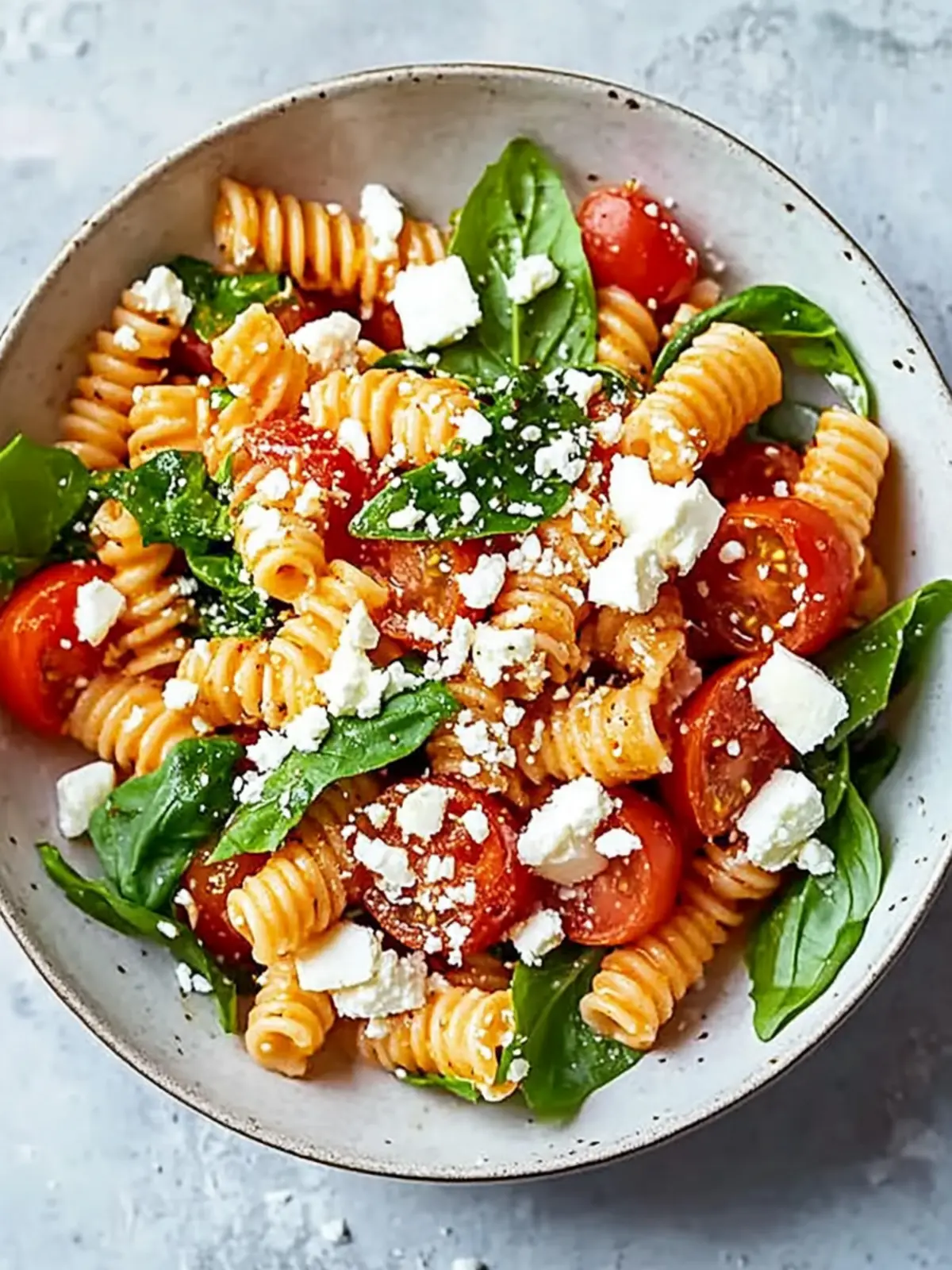 Creamy Pasta Salad with Tomato Dressing and Feta Bliss 2 Pasta salad with tomato dressing and feta