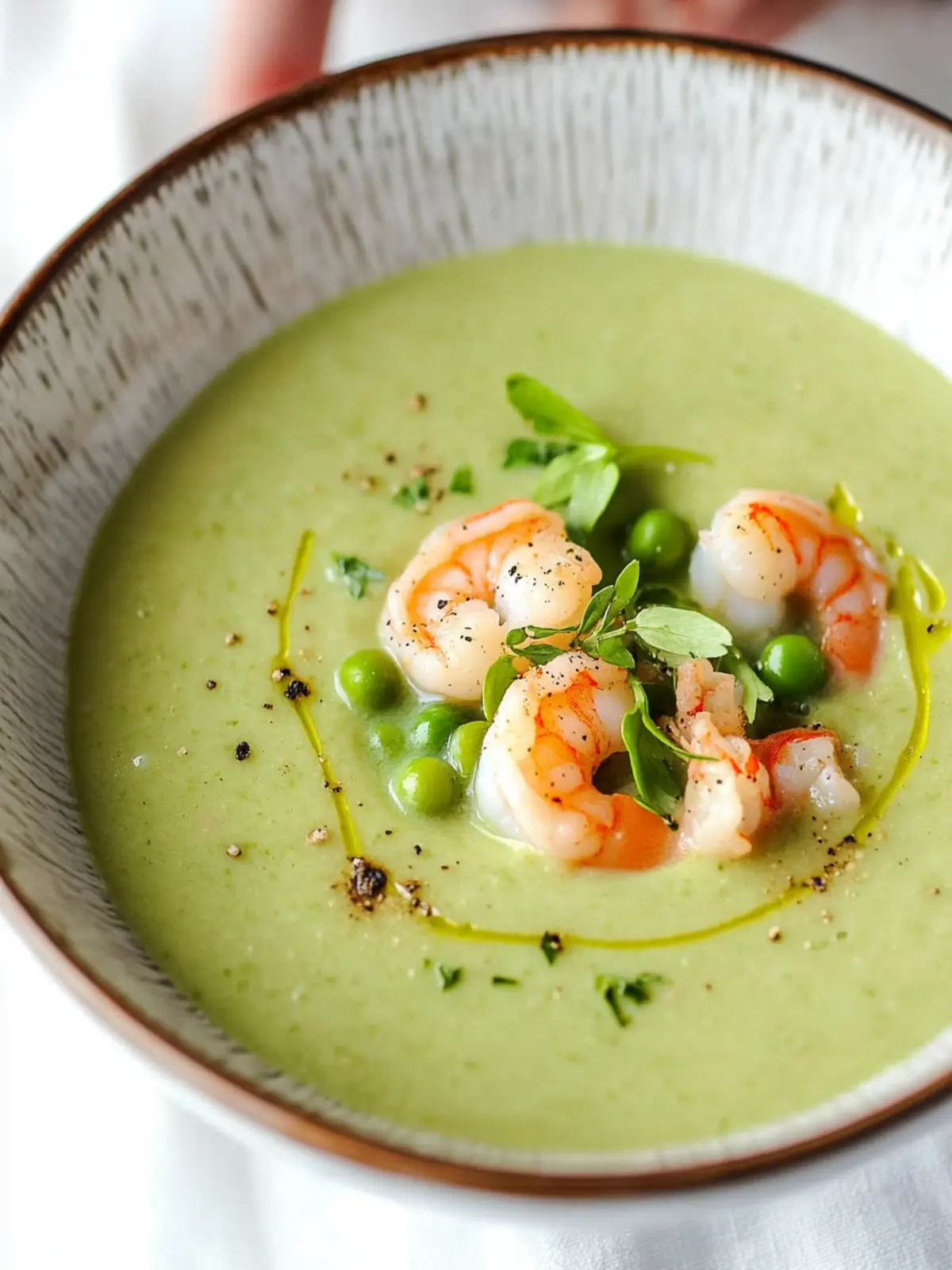 Chilled Pea Soup Recipe with Shrimp for a Refreshing Summer Bite 3 Chilled Pea Soup Recipe with Shrimp