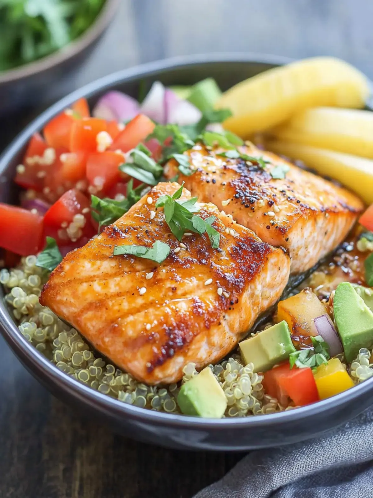 30-Minute Honey Garlic Salmon Quinoa Bowl You'll Love 4 Honey Garlic Salmon Quinoa Bowl