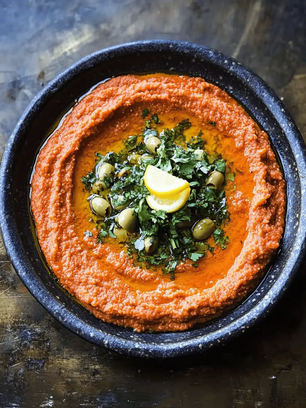 Irresistible Roast Red Pepper Dip with Zesty Lemon Salsa 2 Roast red pepper dip with lemon and olive salsa