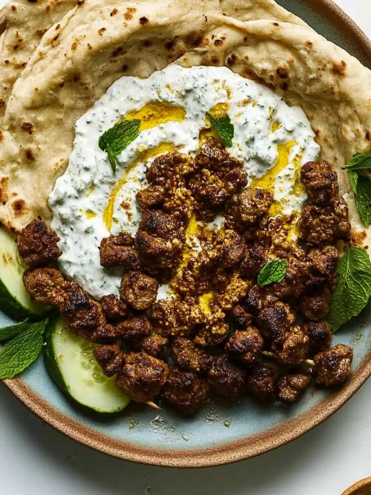 Smashed Beef Kebab with Cucumber Yogurt: A Flavorful Twist 2 Smashed Beef Kebab With Cucumber Yogurt