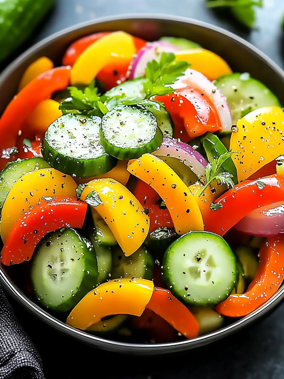 Cucumber Sweet Pepper Salad Crisp, Colorful, and Fresh Treat 2 Cucumber Sweet Pepper Salad Crunchy, Colorful, Fresh